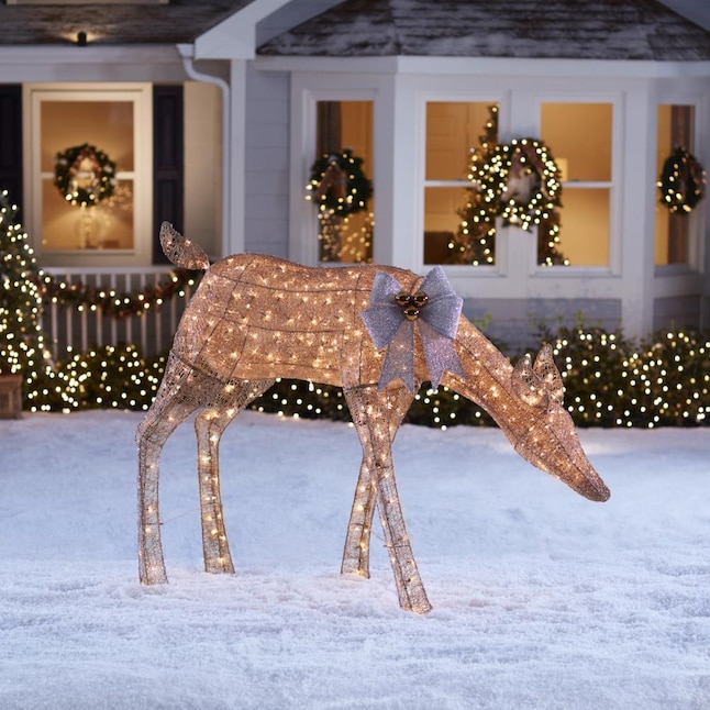 Holiday Living 54-in Doe Sculpture with Clear Incandescent Lights at ...