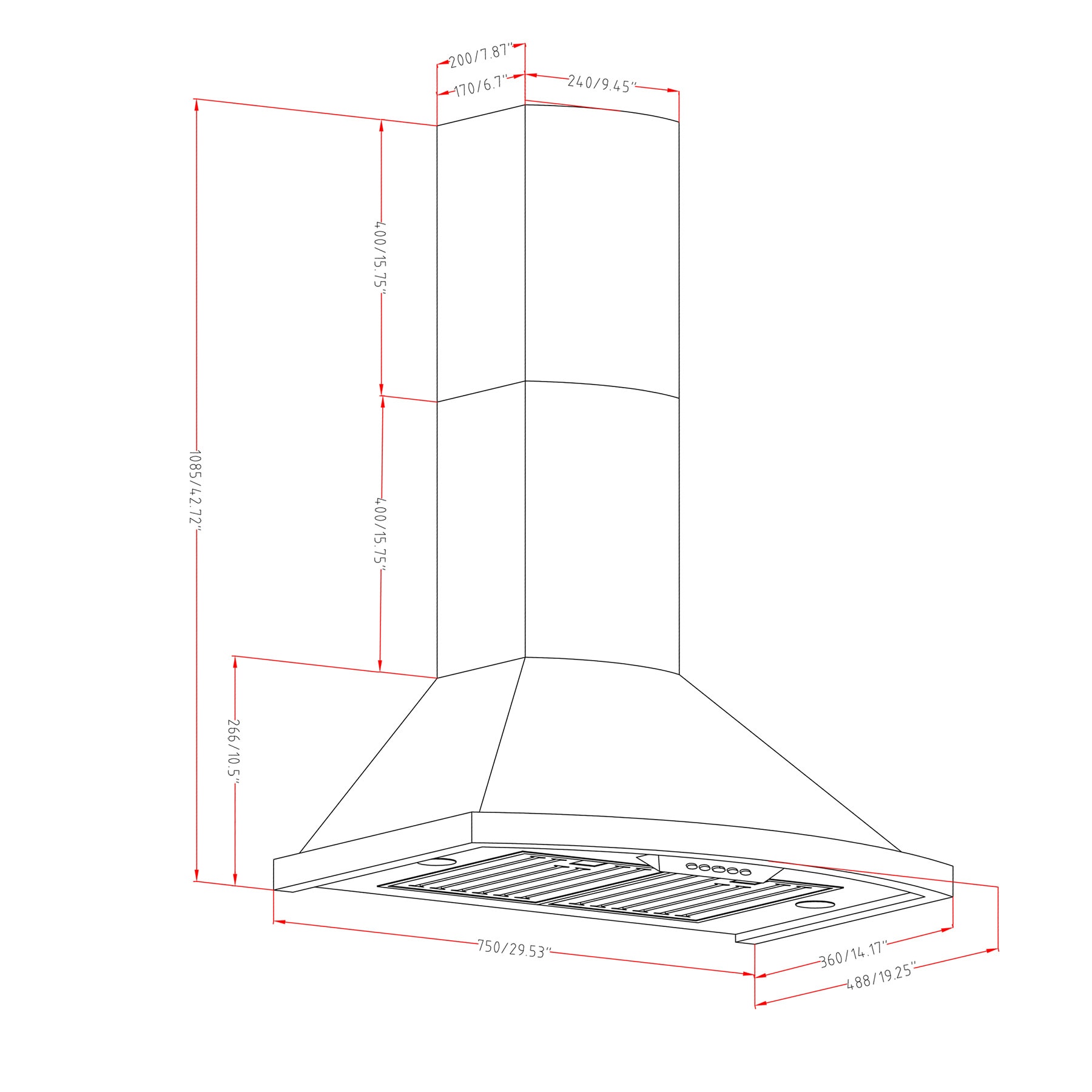 AKDY RH0342CFL Wall-Mounted-Range-Hoods - View #11