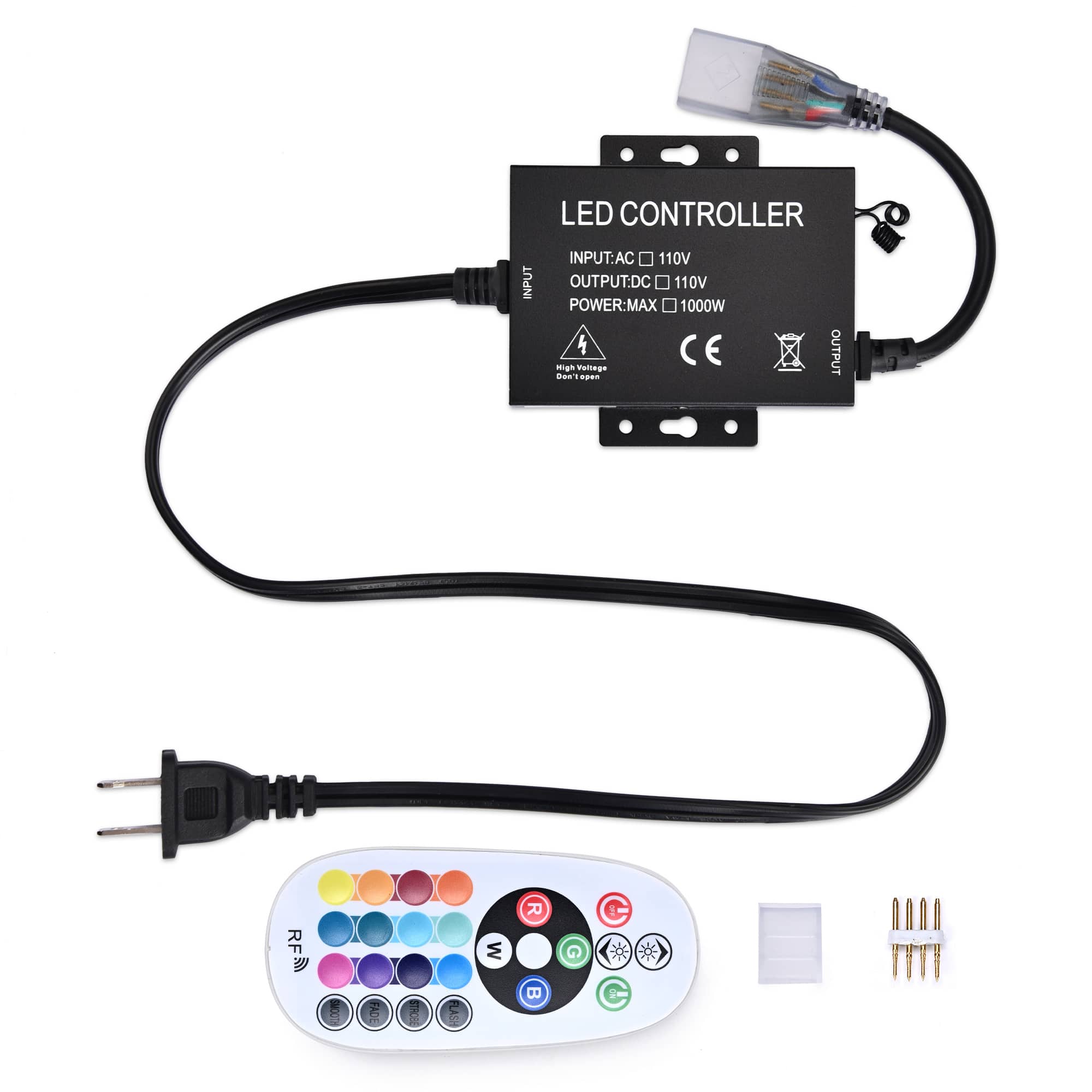 Yescom 11DSL003-CONTROL-LO DEL-CON03 Controller with 24 Key Remote for RGB Neon Lights Models DEL-D50R  DEL-D100R  DEL-D150R