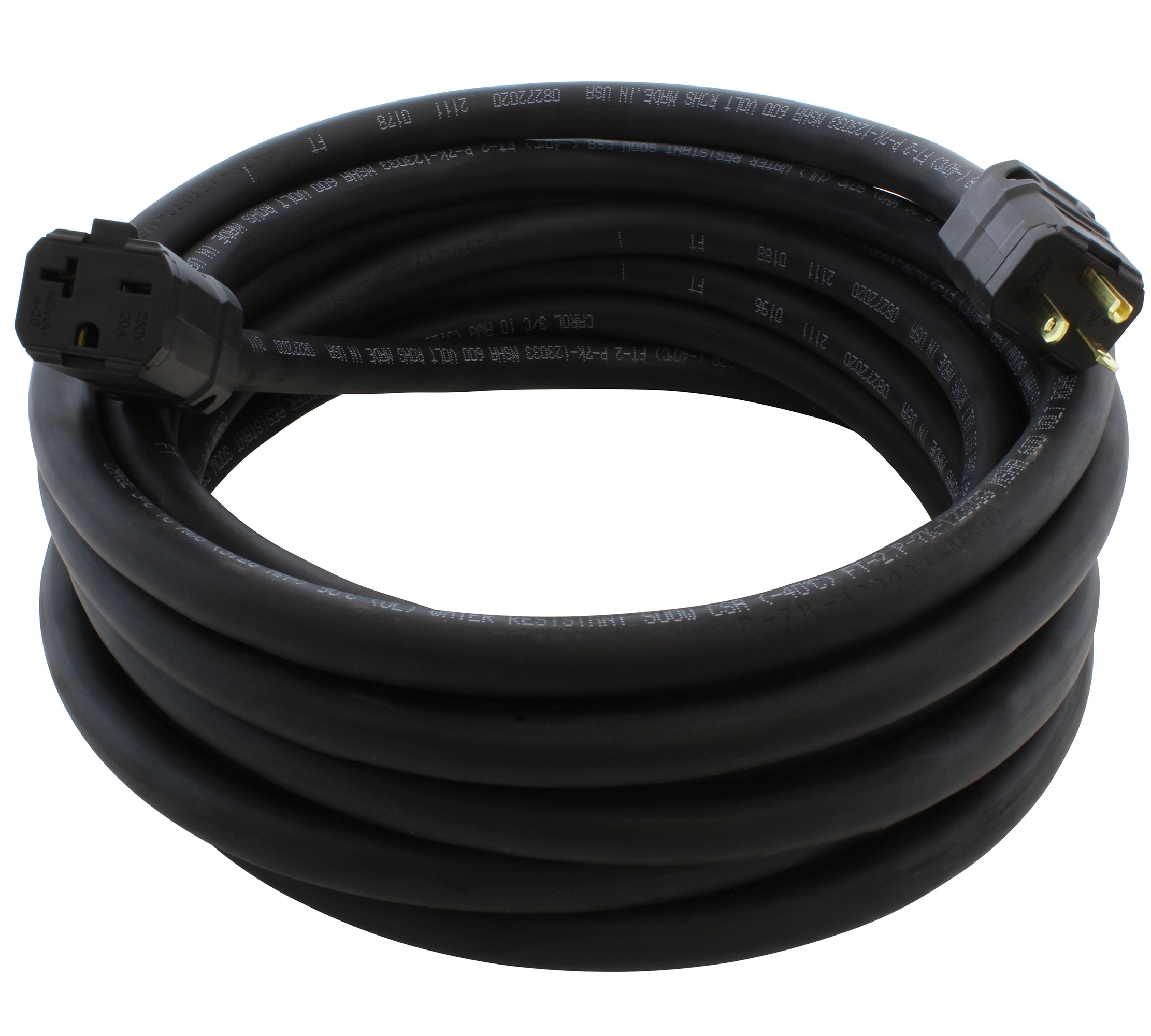 AC Works NEMA 6-20 20A 250V 10-ft 10/3-Prong Indoor/Outdoor SOOW Super Heavy Duty General Extension Cord Rubber in Black | SD620PR-010E