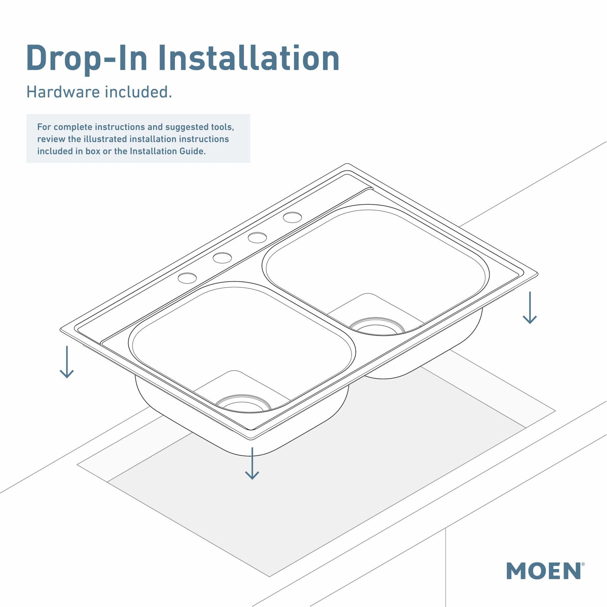 Moen 2200 Drop In 33 In X 22 In Stainless Sl Stainless Steel Double Offset Bowl 4 Hole Kitchen 6303