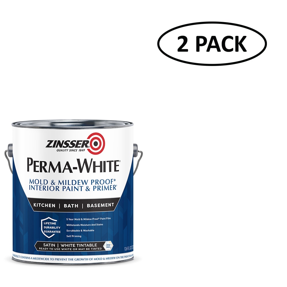 Zinsser 2711SOS Satin Perma-White White Water-based Interior Paint ( 1-gallon )