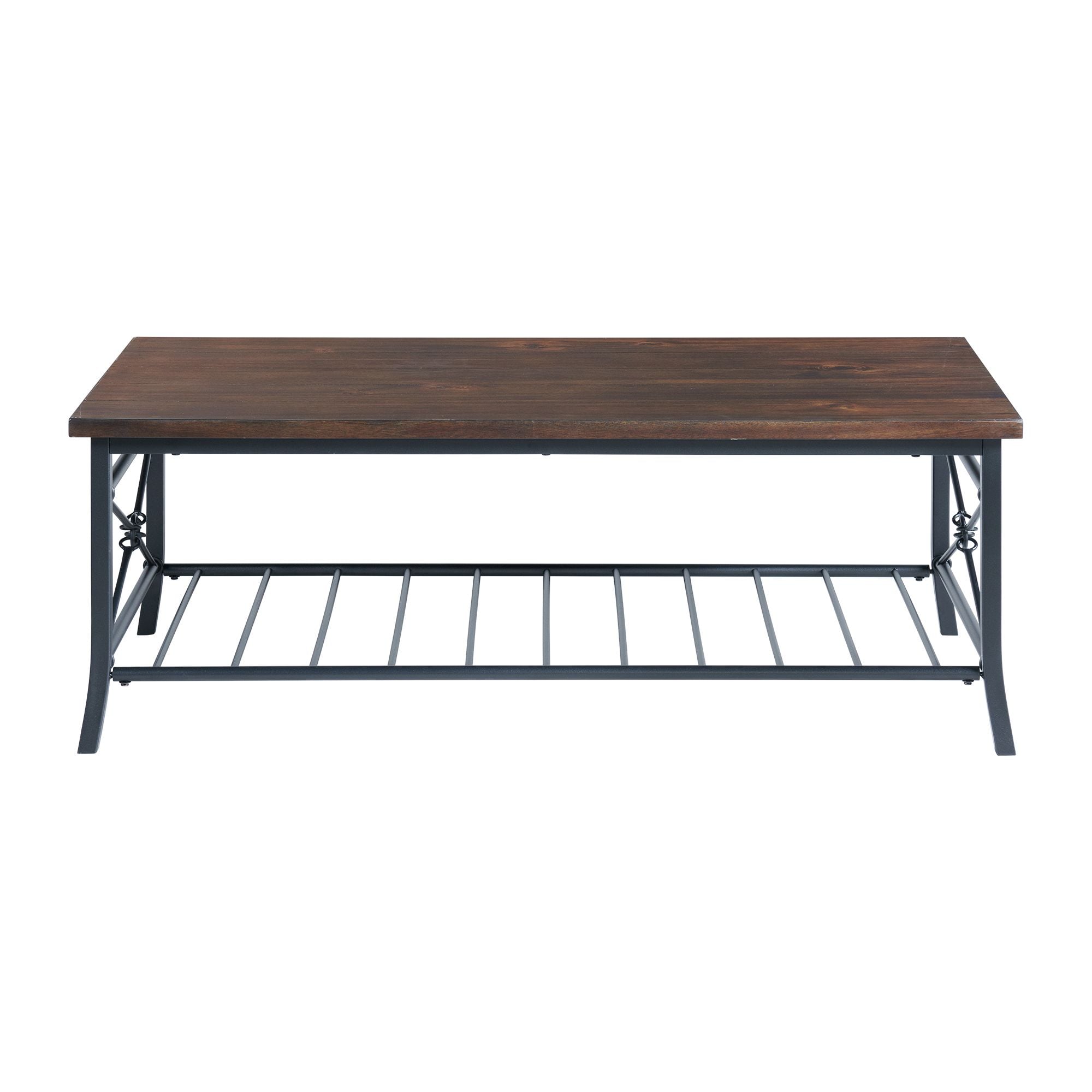 Percy Industrial Black and Brown 3-Piece Rectangular Occasional Table Set