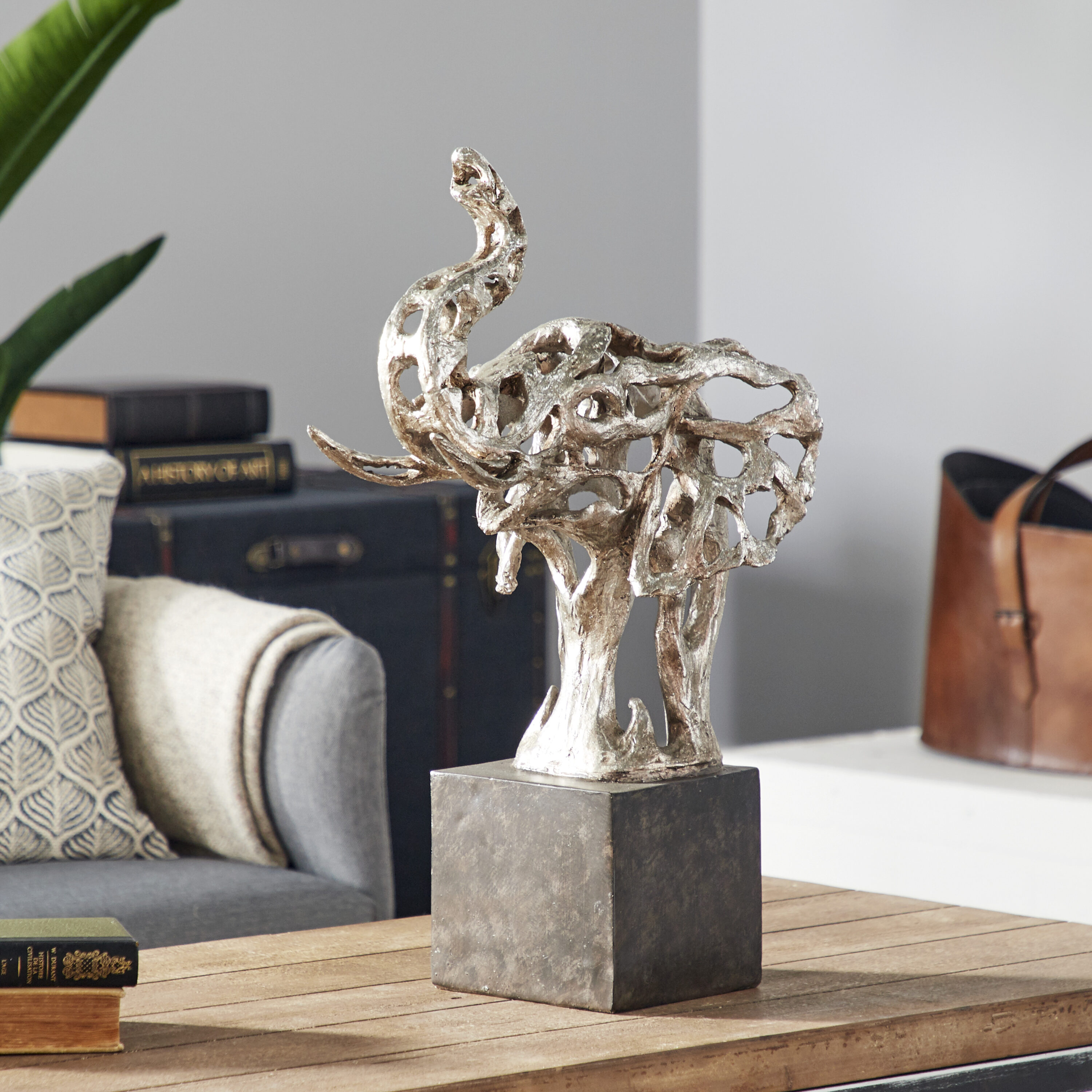 Grayson Lane 73393 Silver Stone Eclectic Sculpture