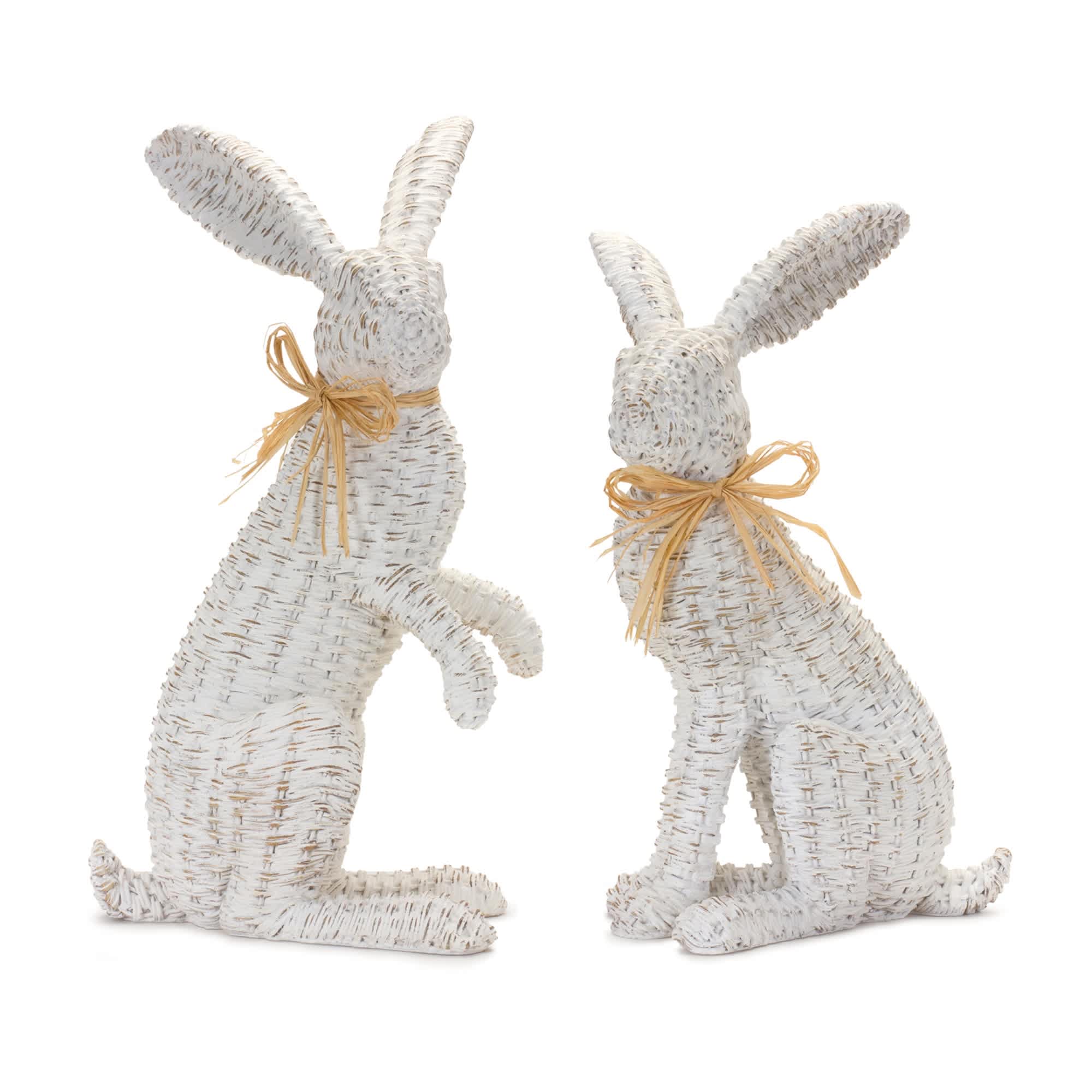 Melrose International Wicker Rabbit Statue (Set of 2) #88427DS