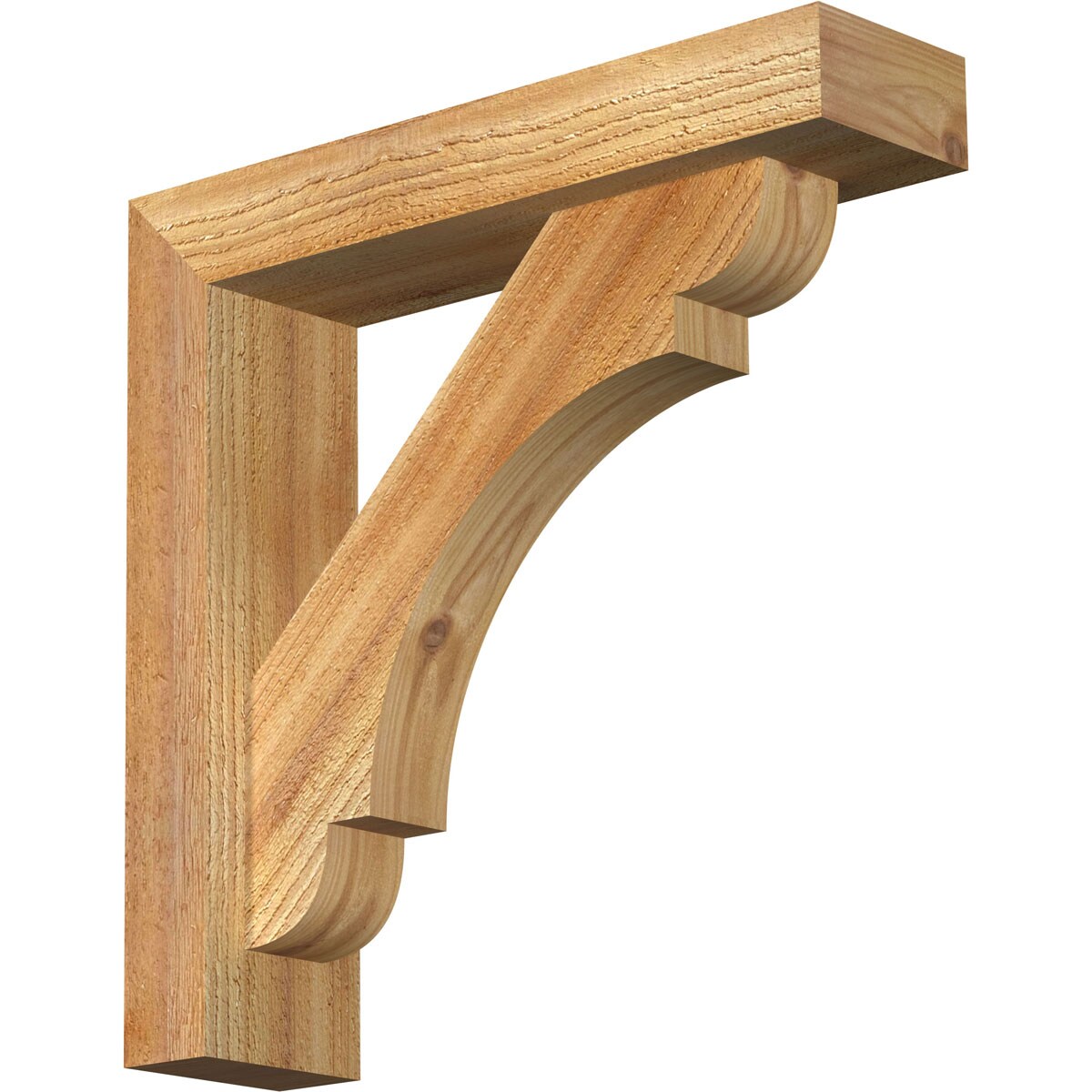 Ekena Millwork 1463408 Olympic Block Rough Sawn Bracket with Offset Brace 4-in x 16-in x 16-in Western red cedar Brown Wood Standard bracket