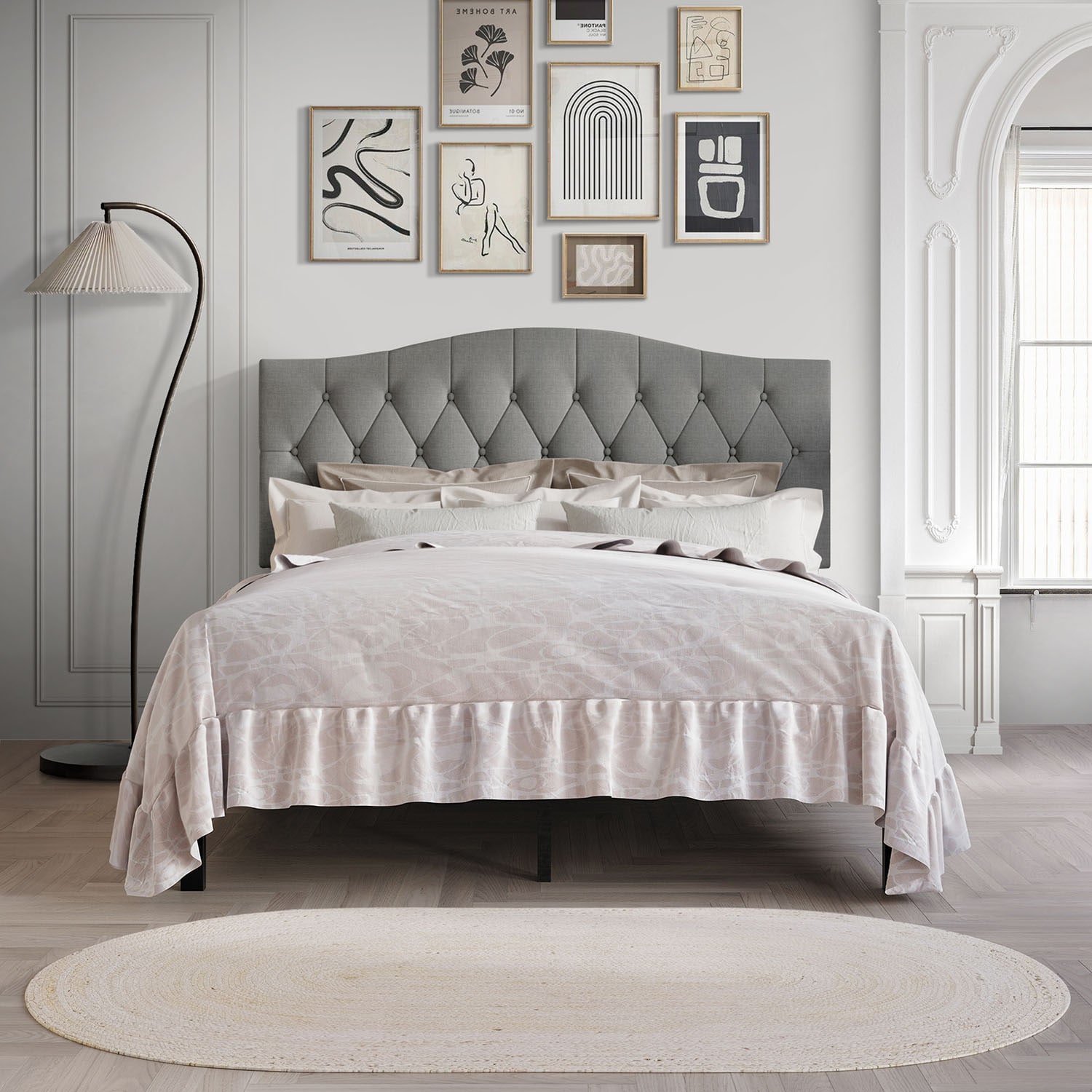 CasePiece C8389KPL-LGY-LN Light Grey King Wood Platform Bed