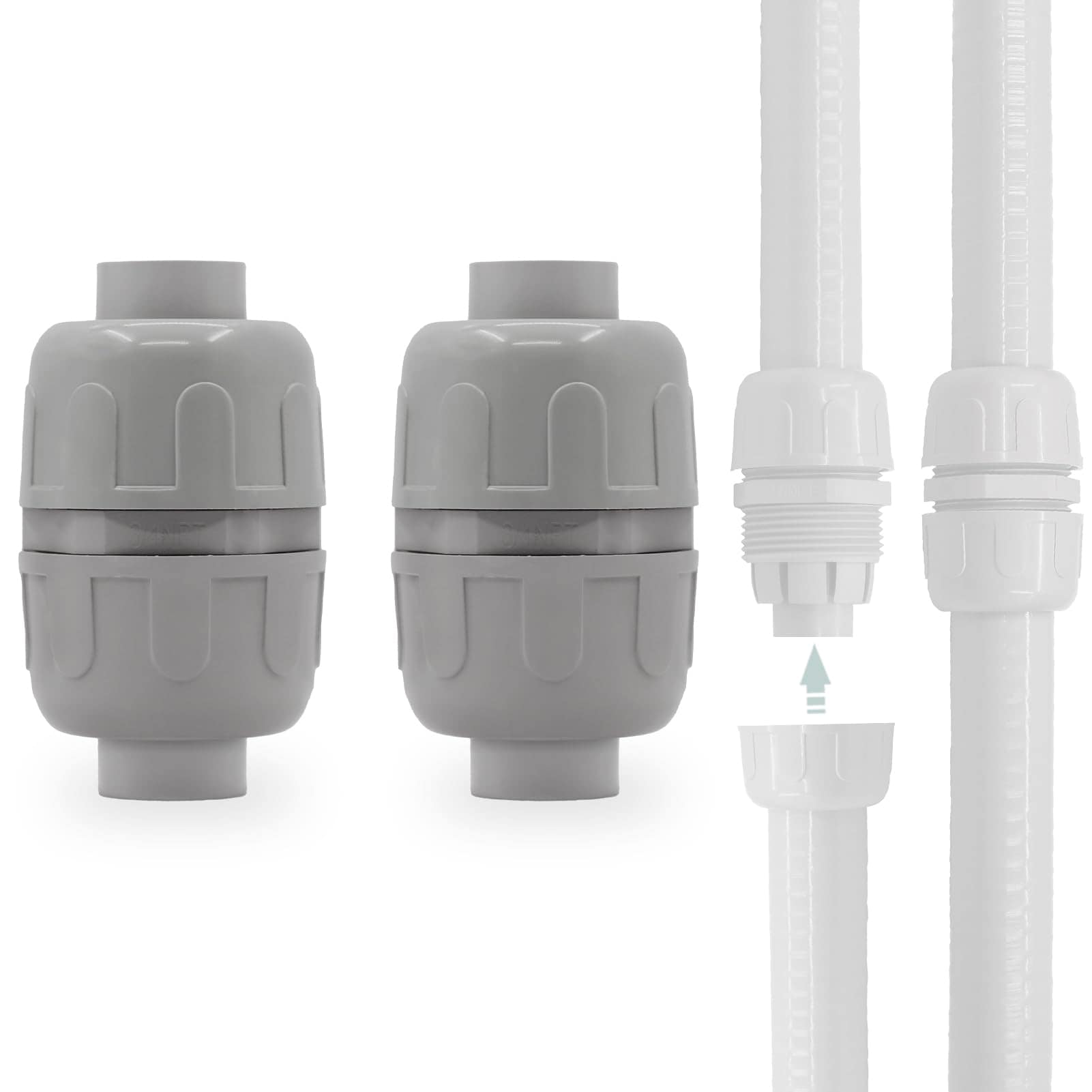 AKSCYZM  3 4 inch Liquid Tight Connector PVC Flexible Conduit Double Ended Connector Straight 180 Degree Two Way Conduit Connector Electrical