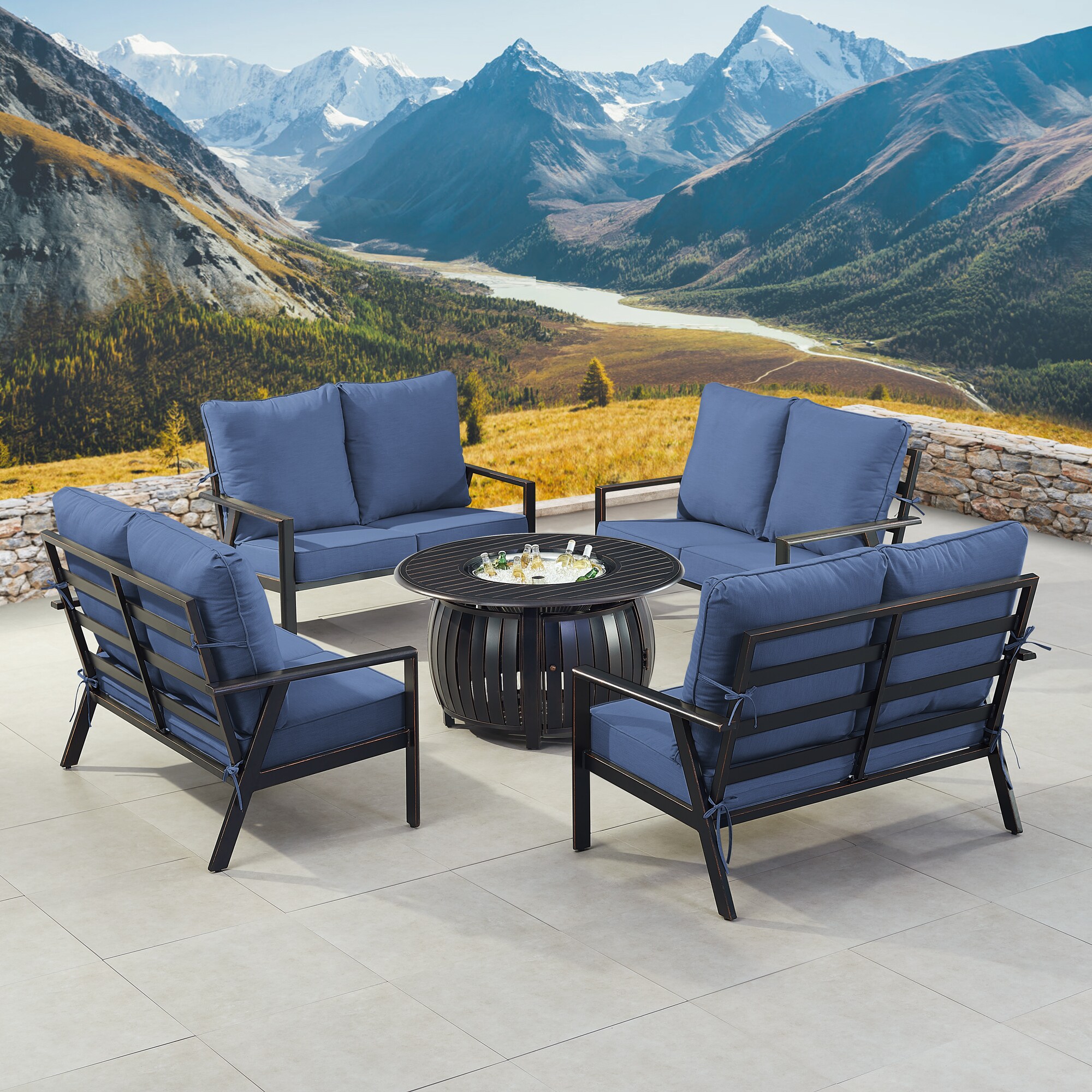 Oakland Living LUX4LSITALYBLCU Patio-Conversation-Sets - View #3