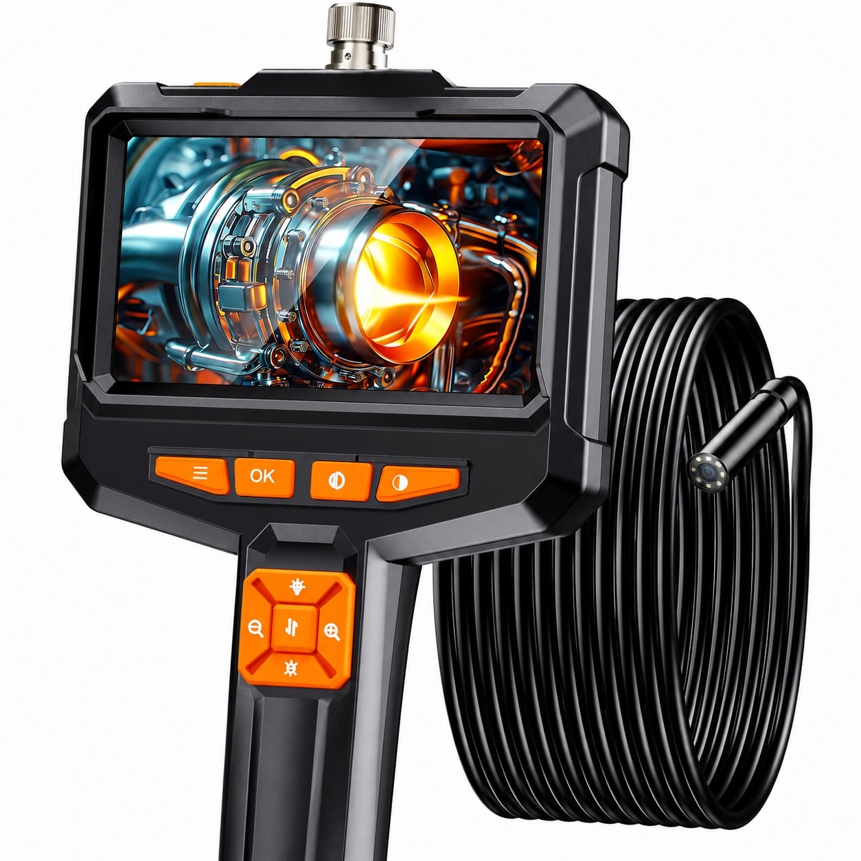 Etokfoks  1 Piece Handheld Inspection Camera 4 3 Inch IPS Screen IP67 Waterproof 8 LED 16 5FT Snake Borescope Camera