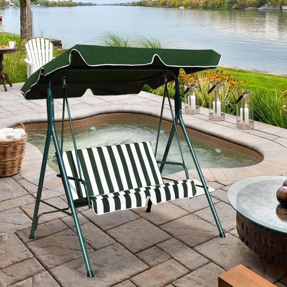 costway loveseat patio canopy swing glider hammock cushioned steel frame