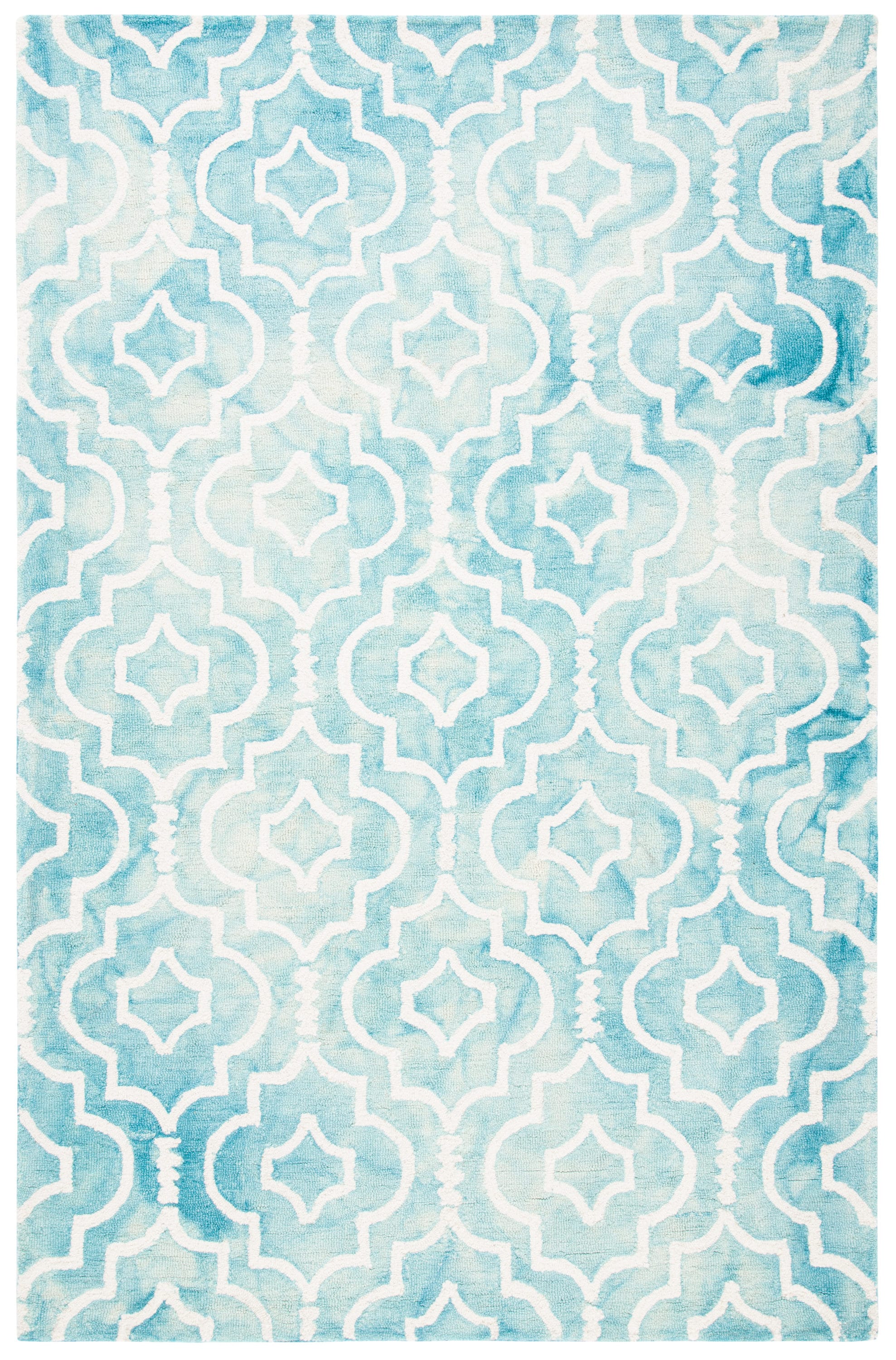 Safavieh DDY538D-6 Dip Dye Danna 6 x 9 (ft) Tufted Wool Turquoise/Ivory Rectangular Indoor Geometric Bohemian/Eclectic Area rug