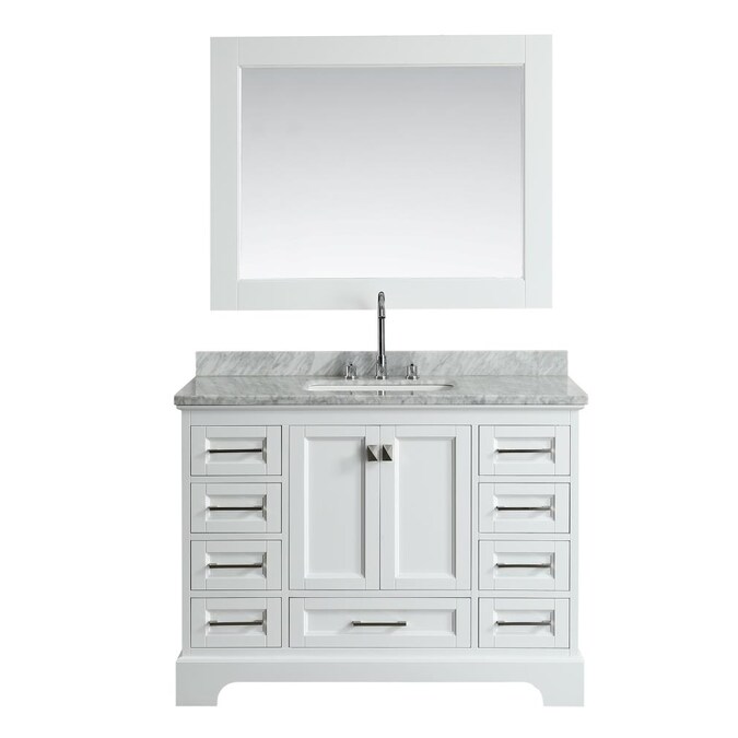 Design Element Omega 48 In White, 48 Bathroom Vanity Set With Mirror