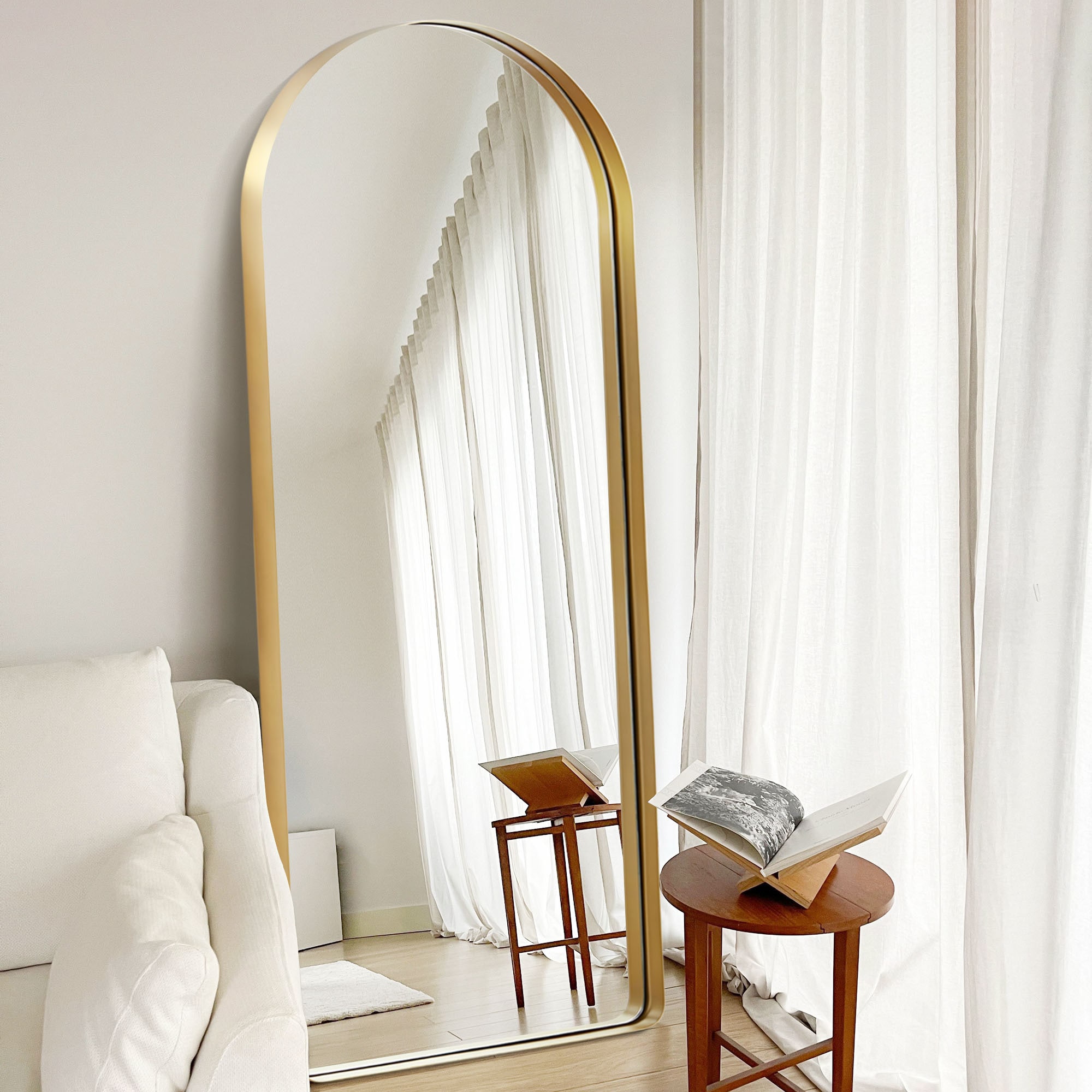 Dovelina LS-A-MR01143 31-Inches W x 71.0-Inches H Arch Gold Framed Full Length Wall Mirror
