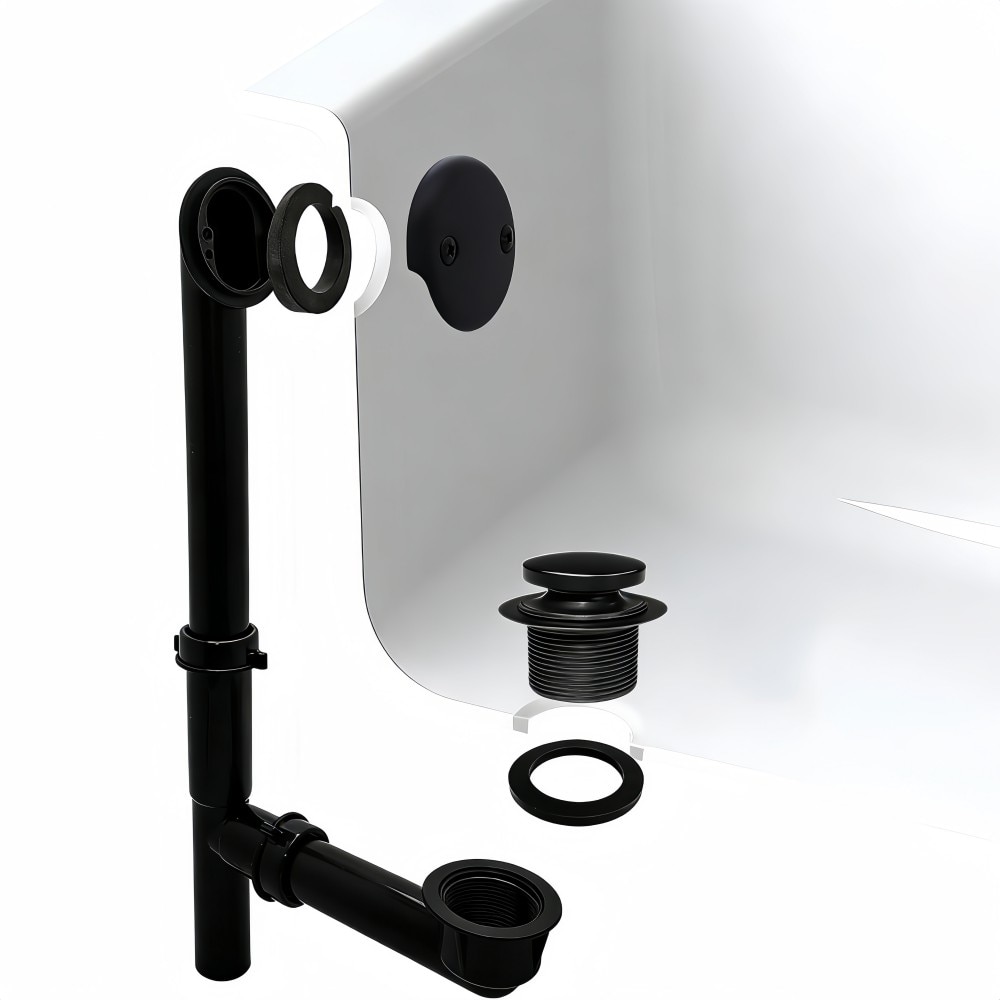 Numhew 1-1/2in Tubular Tip Toe Matte Black Bath Waste Drain Kit