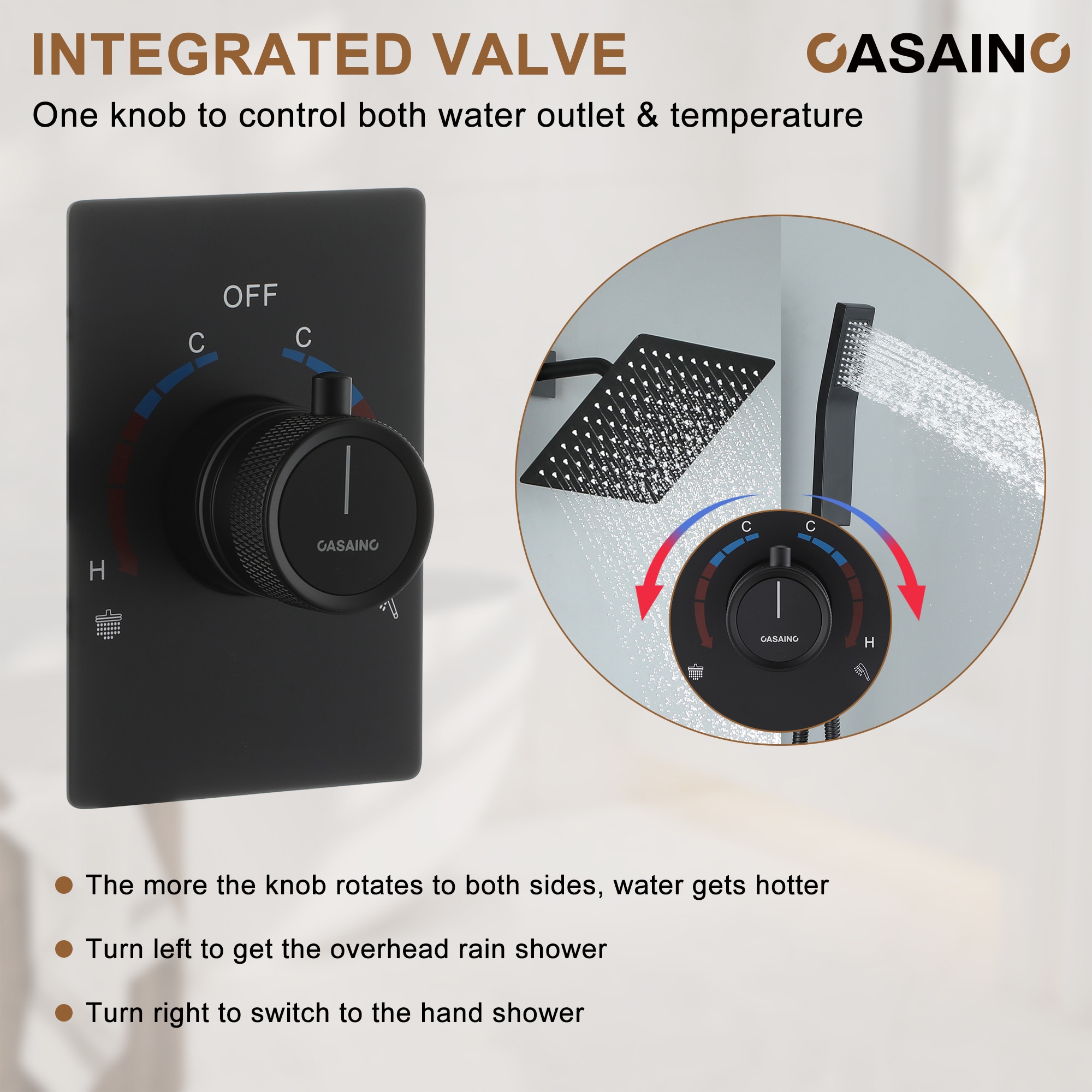 CASAINC KCHS0012-10MB Showerhead-Bar-Panels - View #9