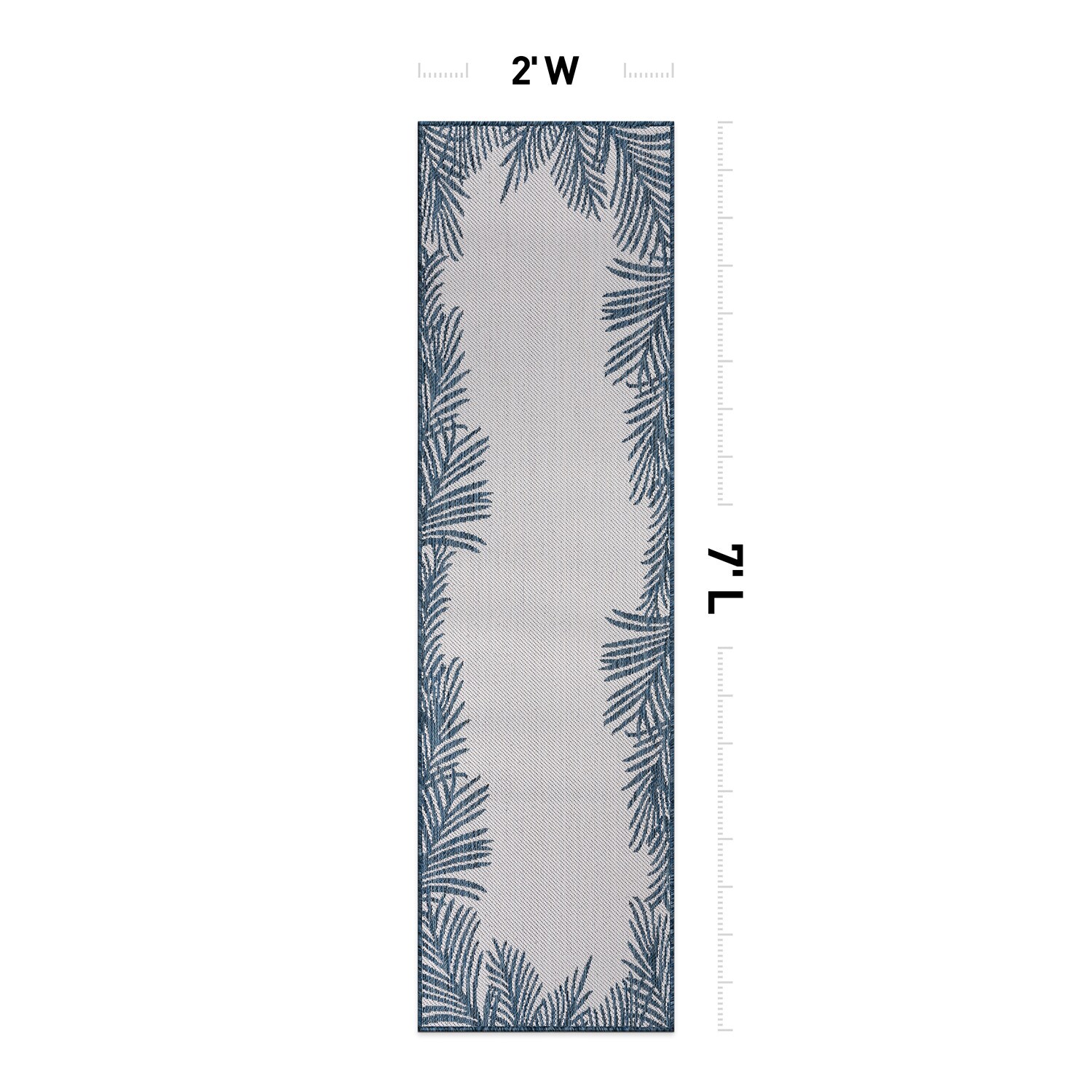 Navy Floral Tropical Reversible Flatwoven Synthetic Rug - 2'x7'