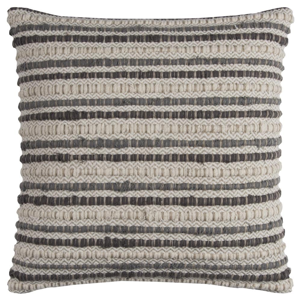 Rizzy Home T11560 Poly filled pillow 20-in x 20-in Grey/Natural Square Indoor Decorative Pillow