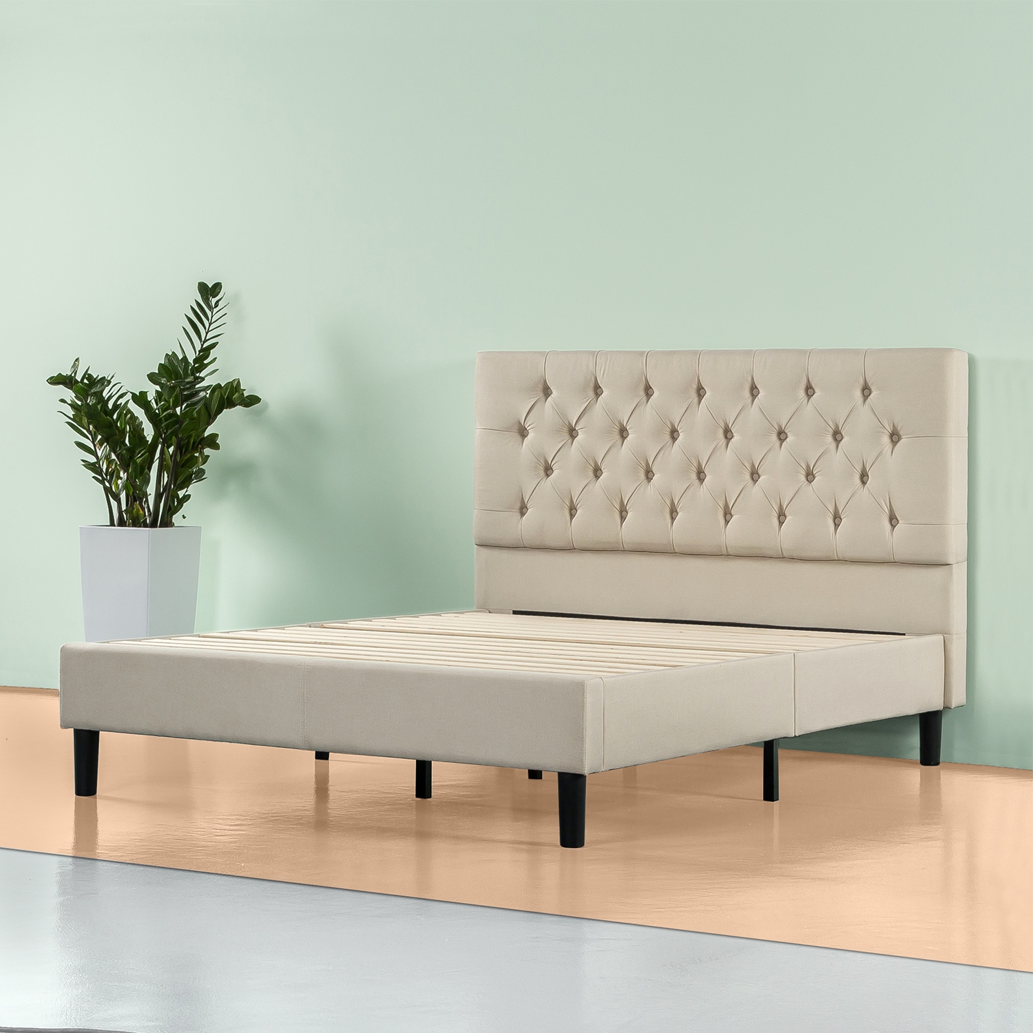 Zinus Taupe Queen Upholstered Platform Bed SPI-LKWH-P-Q at Lowes.com