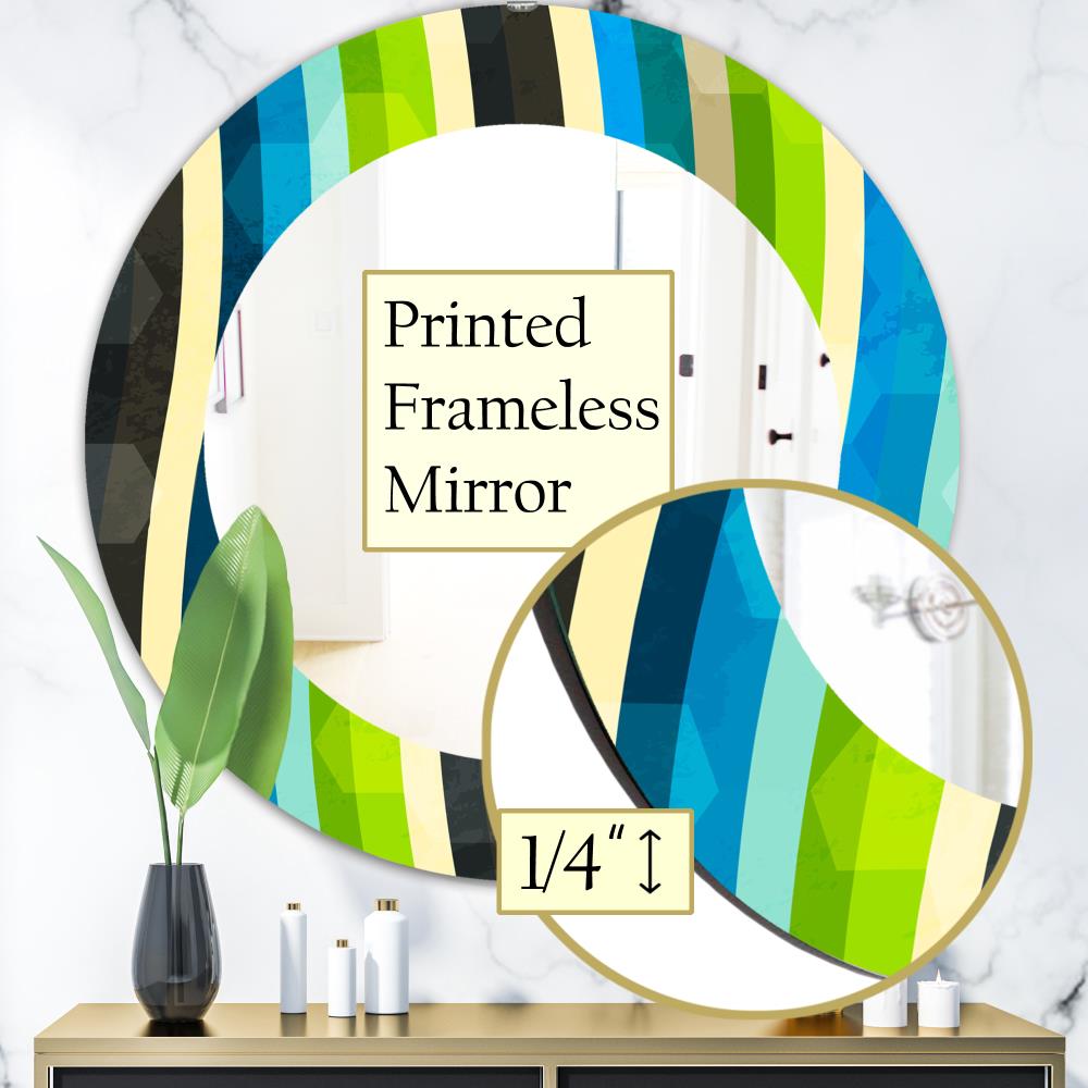 Designart Designart Mirrors 31.5-in W x 31.5-in H Round Blue Polished ...