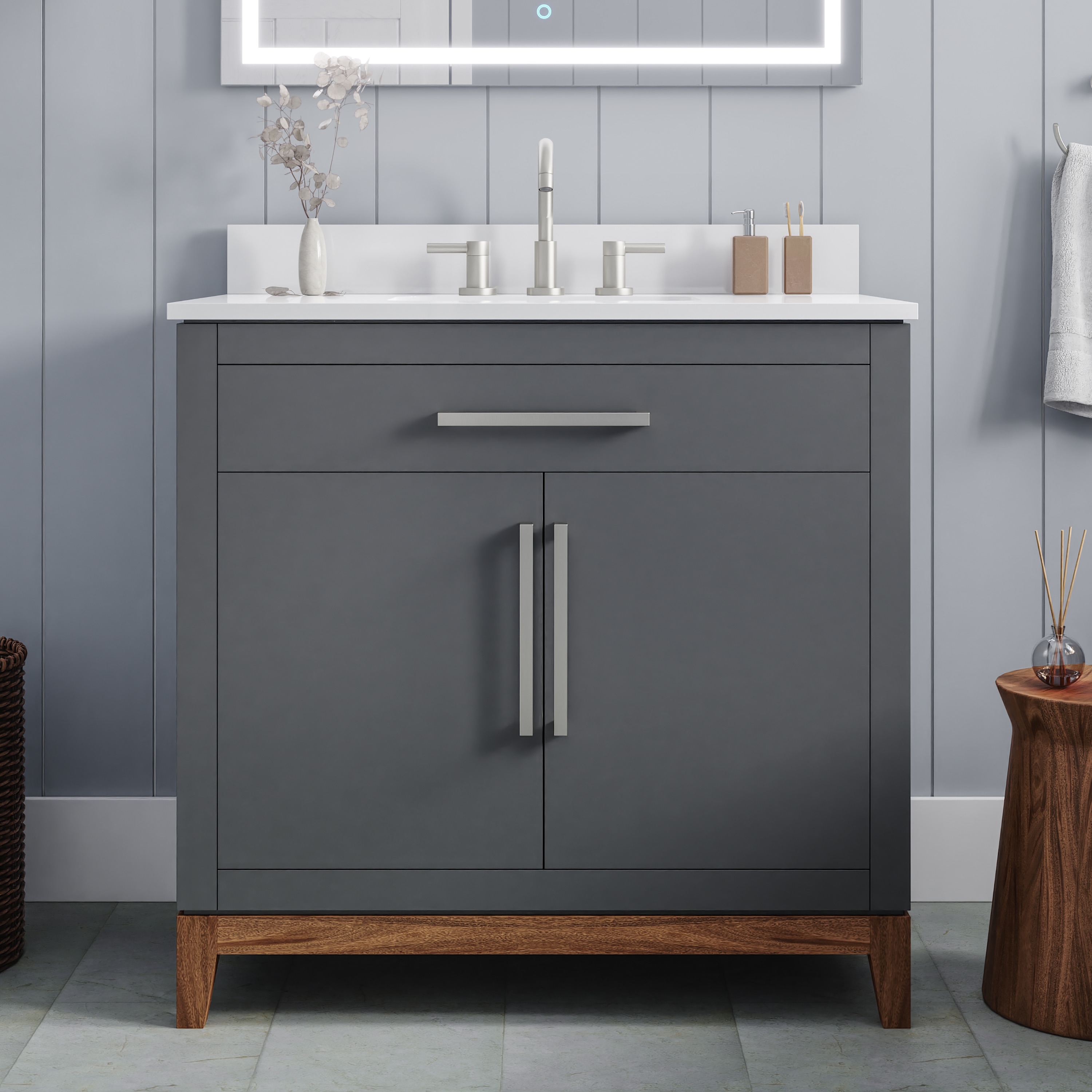 36 inch deals gray bathroom vanity