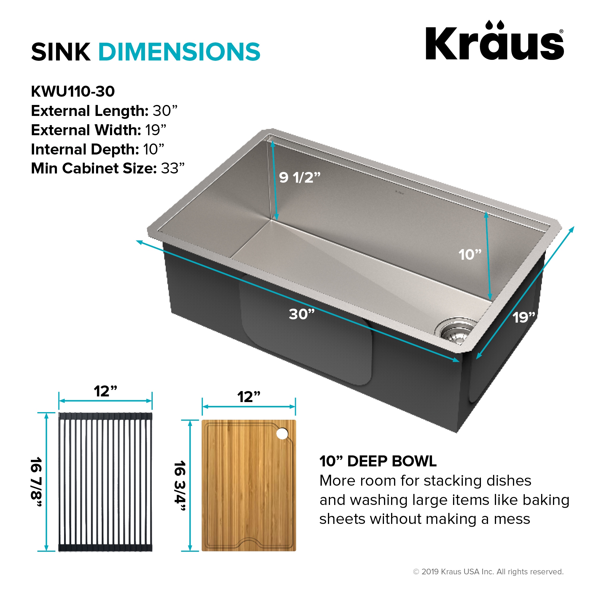Kraus KWU110-30-100-100MB Kitchen-Sinks - View #6