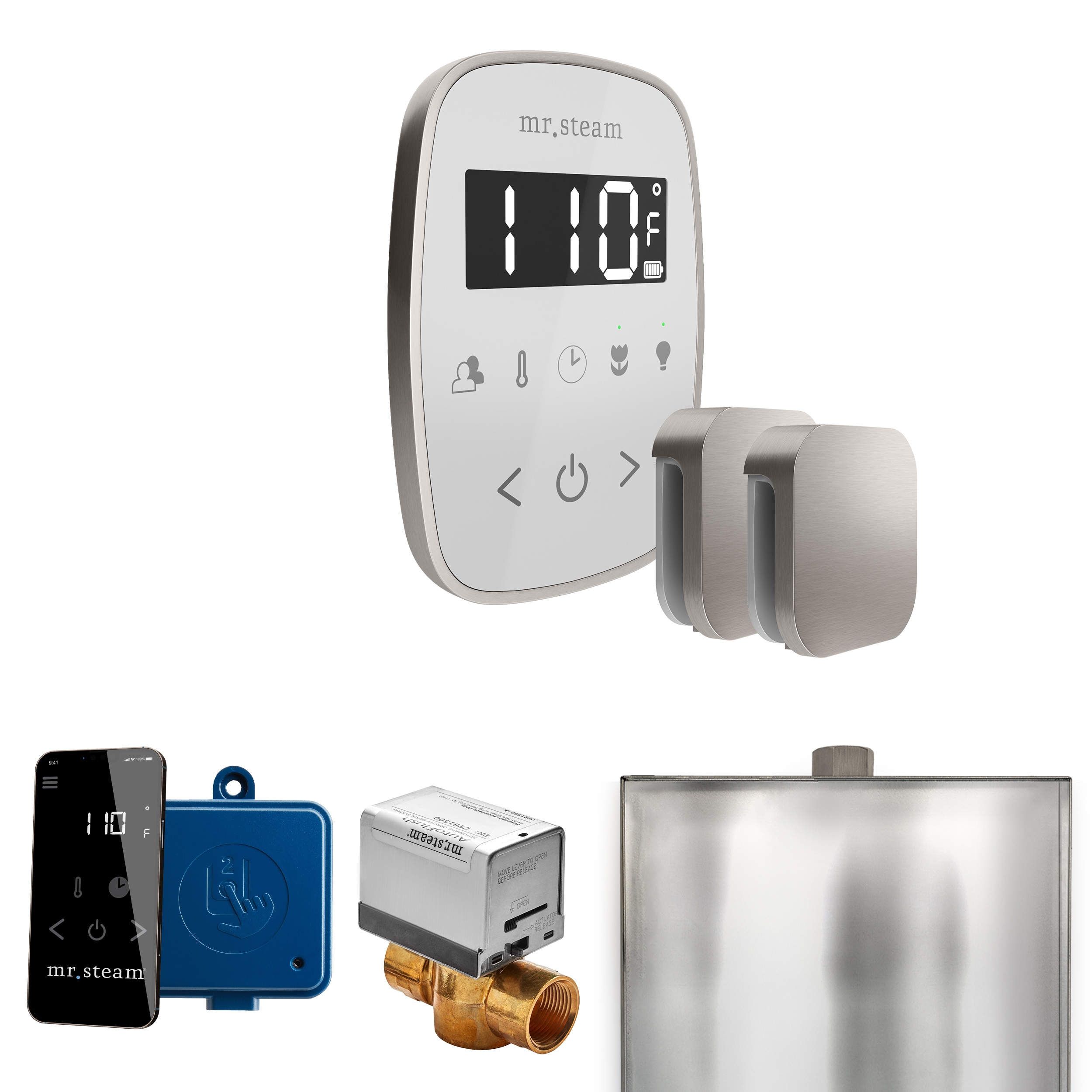 Mr. Steam BFXWHBN ButlerFlex White - Brushed Nickel Steam Generator Control Kit