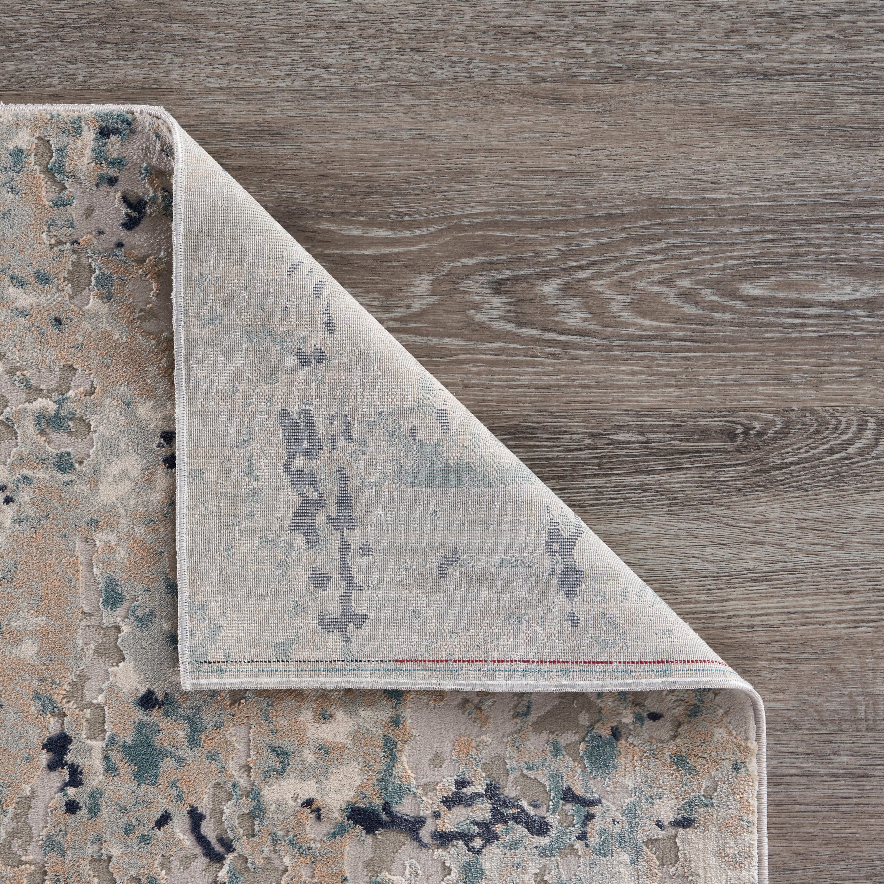 Contemporary Harbor Mist & Blue Abstract Hand-Knotted Area Rug, 5'3" x 7'6"