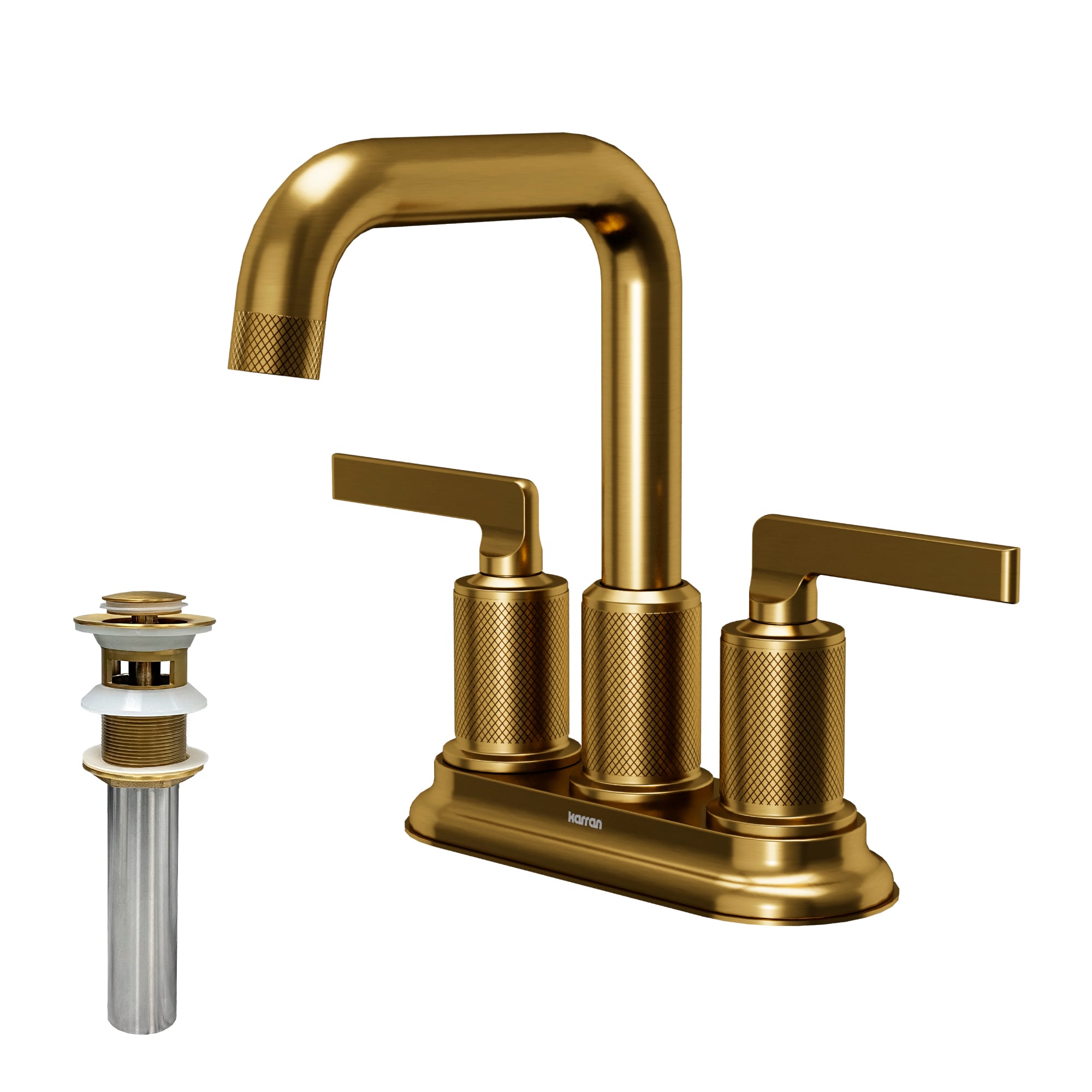 Karran KBF536G Gillingham Gold 4-in centerset 2-handle Low-arc Residential Handle Bathroom Sink Faucet with Drain