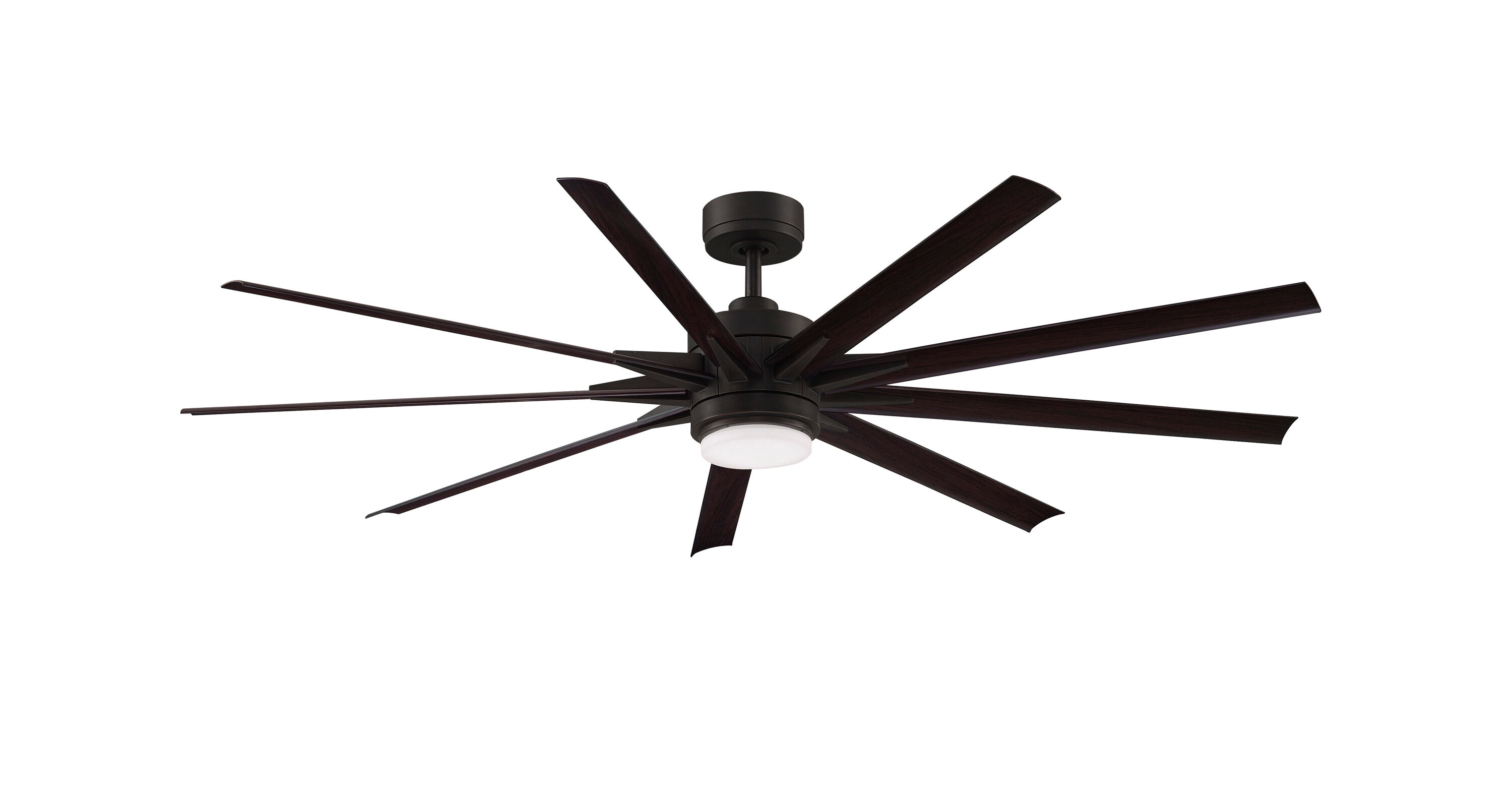 Odyn Custom 72-in Dark Bronze Color-changing LED Indoor/Outdoor Smart Ceiling Fan with Light Remote (9-Blade) Walnut | - Fanimation FPD8152DZW-72DWAW