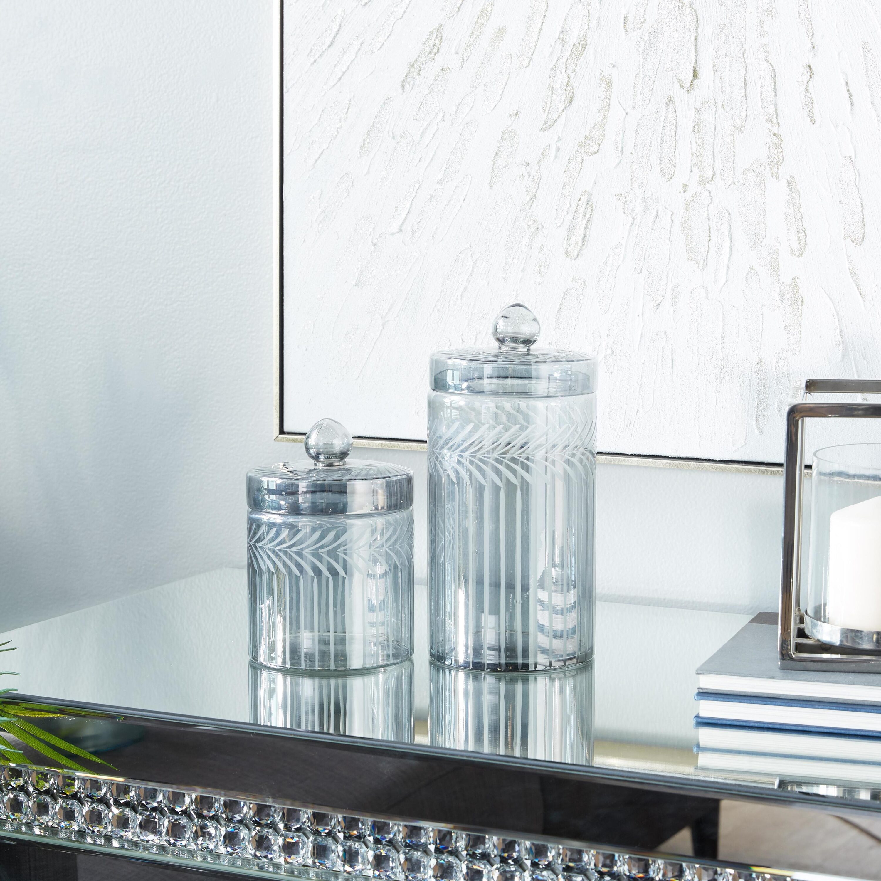 Grayson Lane 24692 2 -Pack Gray Glass Glam Decorative jar