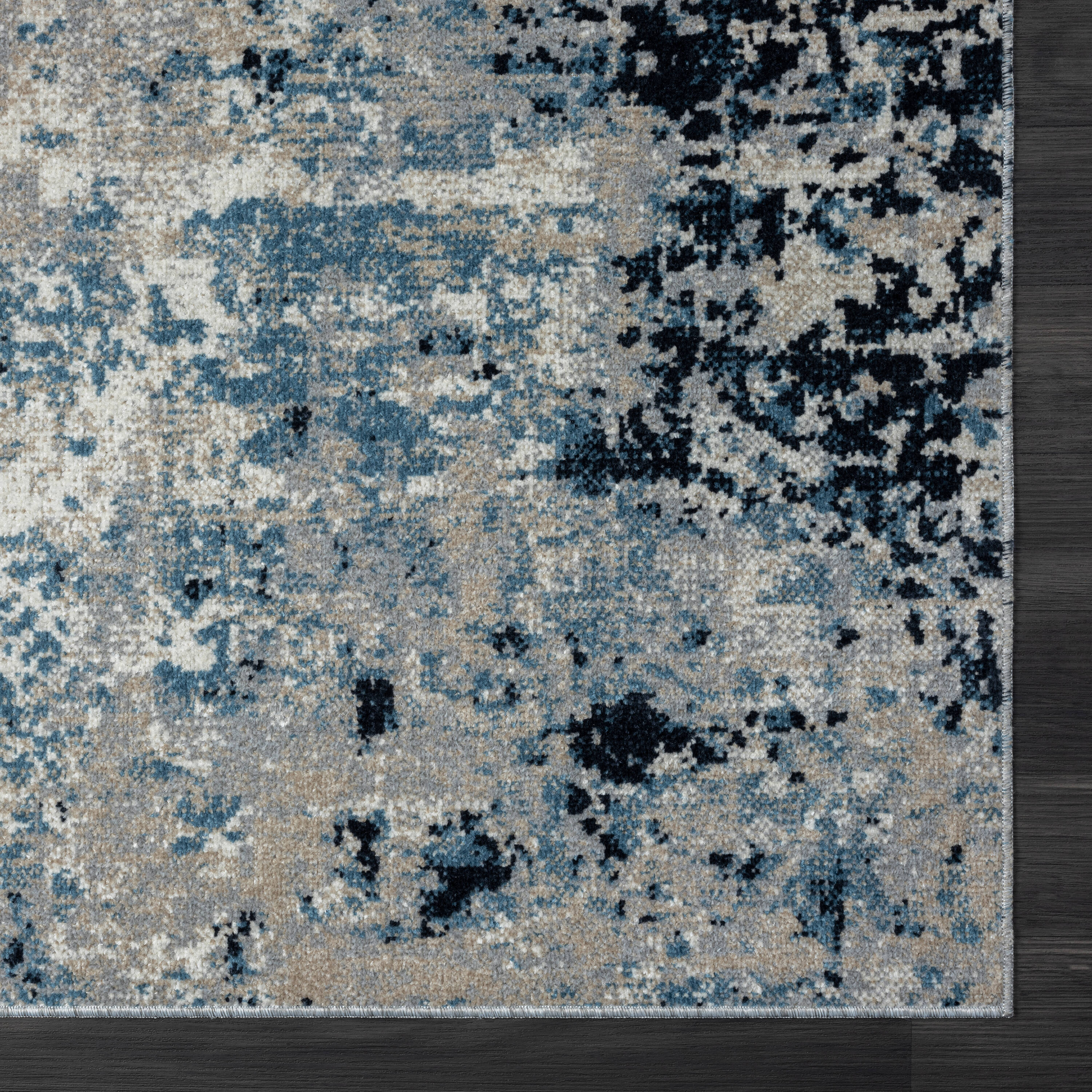 Lellani Blue and Beige Rectangular Synthetic Kids Area Rug, 8' x 10'