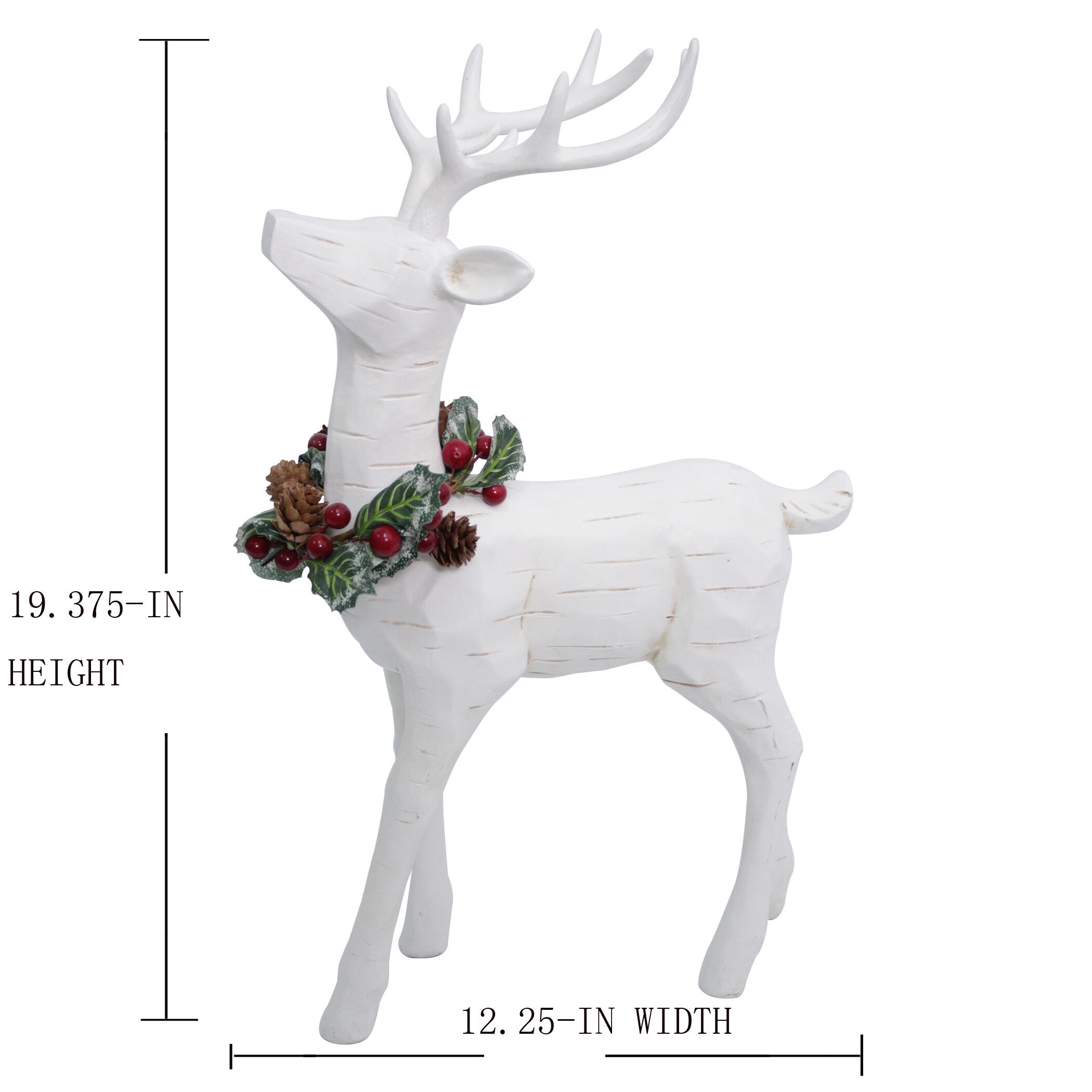 esconder seguro pasión allen + roth 19.375-in Christmas White Wash Deer Decoration Christmas Decor  at Lowes.com