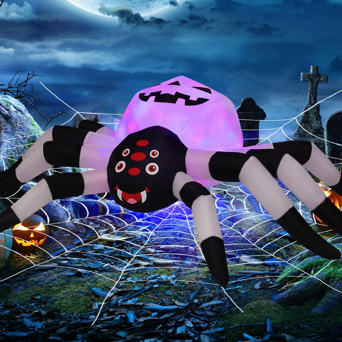 GOOSH DJ-WS-69338 1.2-ft Yard stake Lighted Spider Inflatable