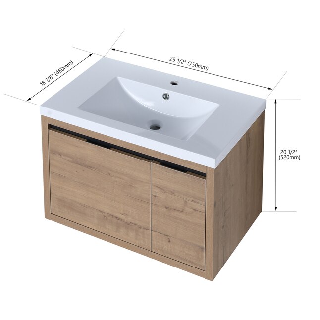 Forclover Floating Soft-Closing 30-in Imitative Oak Single Sink ...