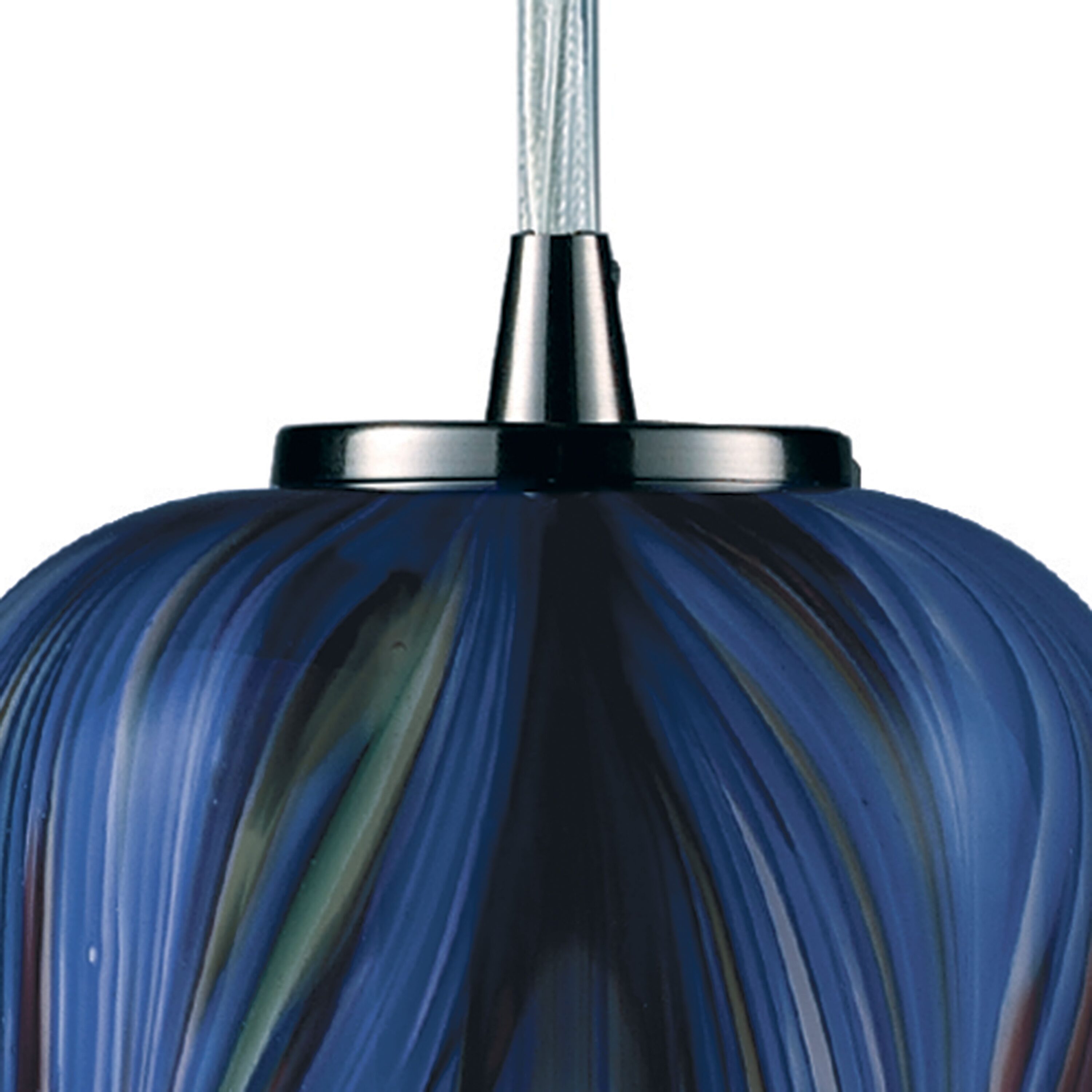 Molten Ocean Glass 1-Light Mini Pendant in Satin Nickel