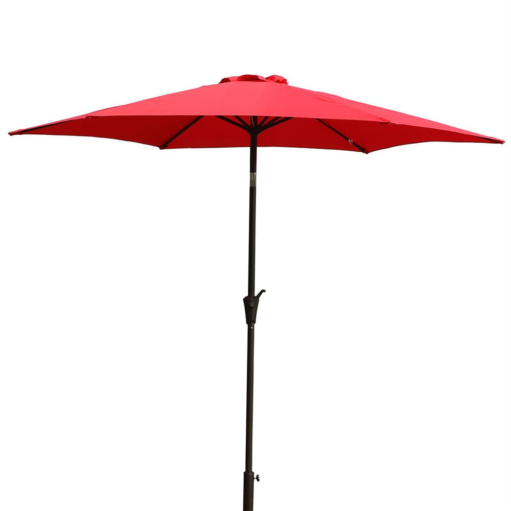 9 ft Red Polyester Market Patio Umbrella with Crank Opening Mechanism - Fade Resistant - Lightweight and Easy to Use | - Sunrinx MG51-11-PU