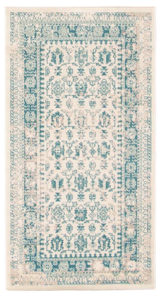 ECARPETGALLERY 351216 Wilby 3 x 5 (ft) Polypropylene Light Green Rectangular Indoor Distressed/Overdyed Vintage Area rug