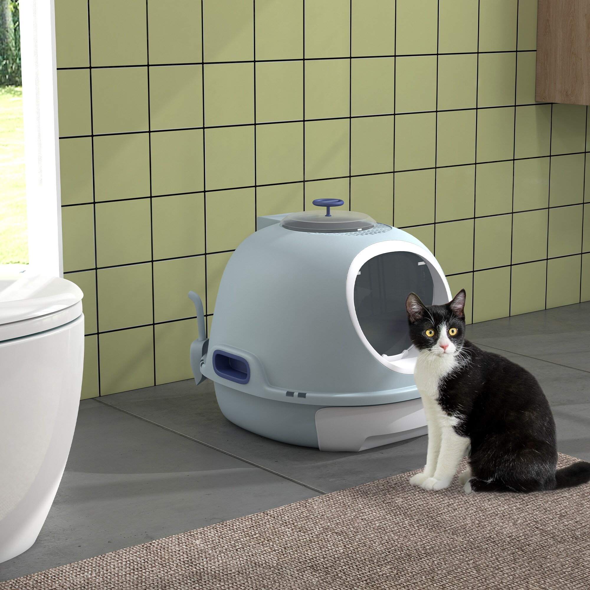 PawHut D31-012BU Cat-Litter-Box - View #2