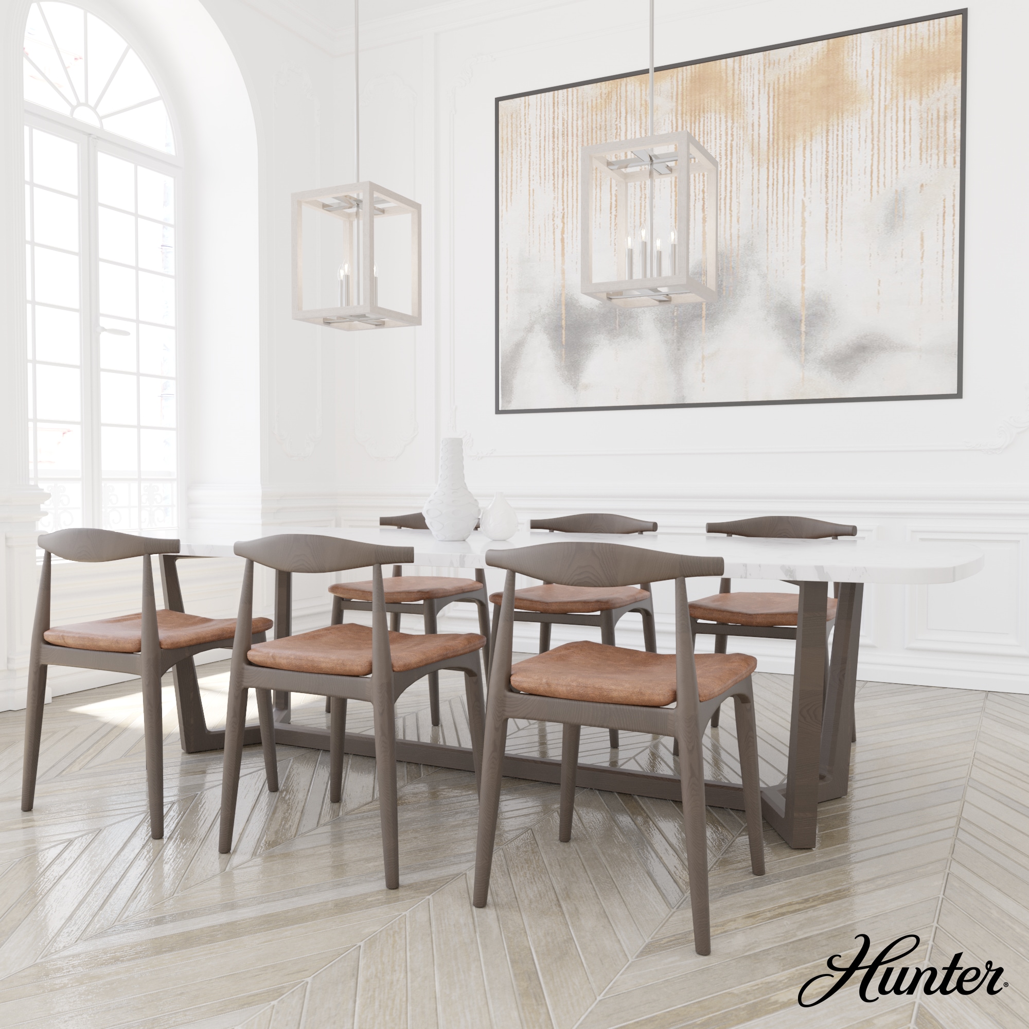 Squire Manor 4-Light Distressed White Chrome Pendant