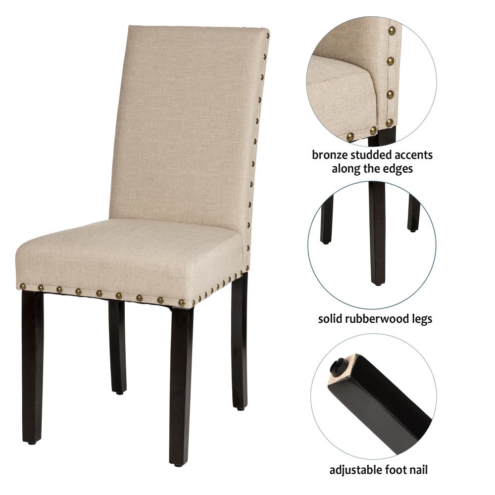 Beige studded best sale dining chairs