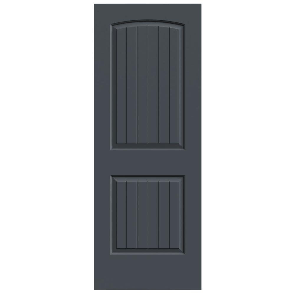 JELD-WEN LOWOLJW137500568 Santa Fe 24-in x 80-in Slate 2-panel Round Top Plank Smooth Solid Core Prefinished Molded Composite Slab Door