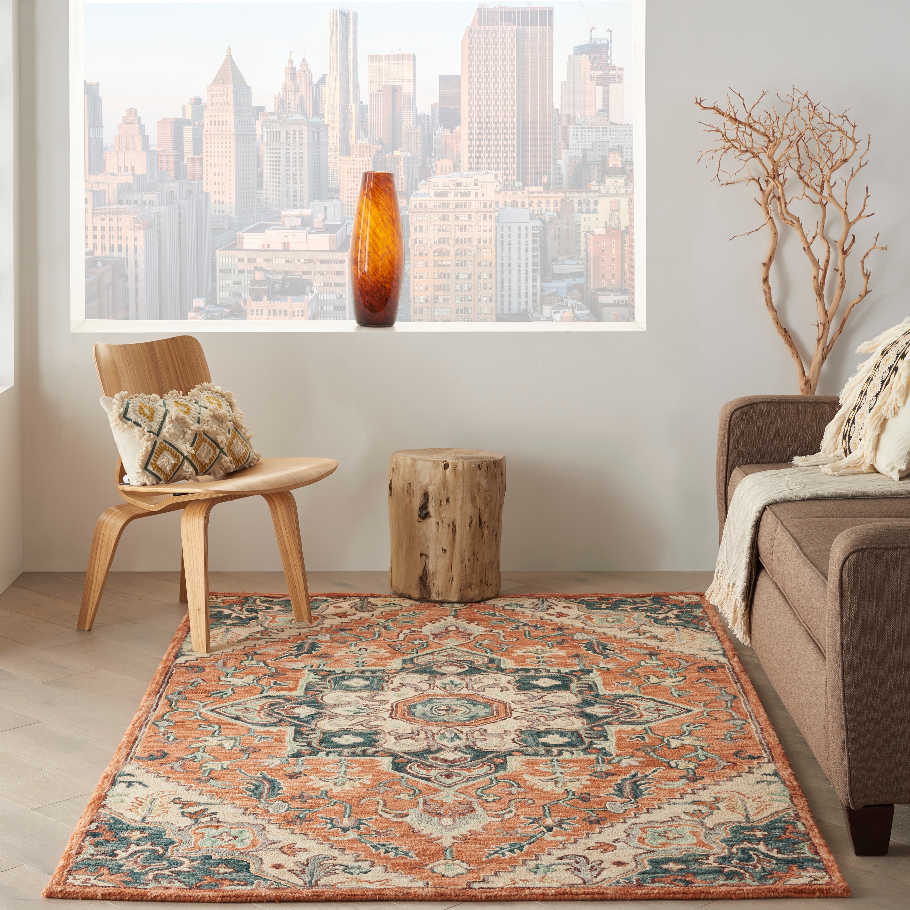 Nourison 99446792372 Bahari 6 x 7 (ft) Tufted Polypropylene Rust Rectangular Indoor Area rug
