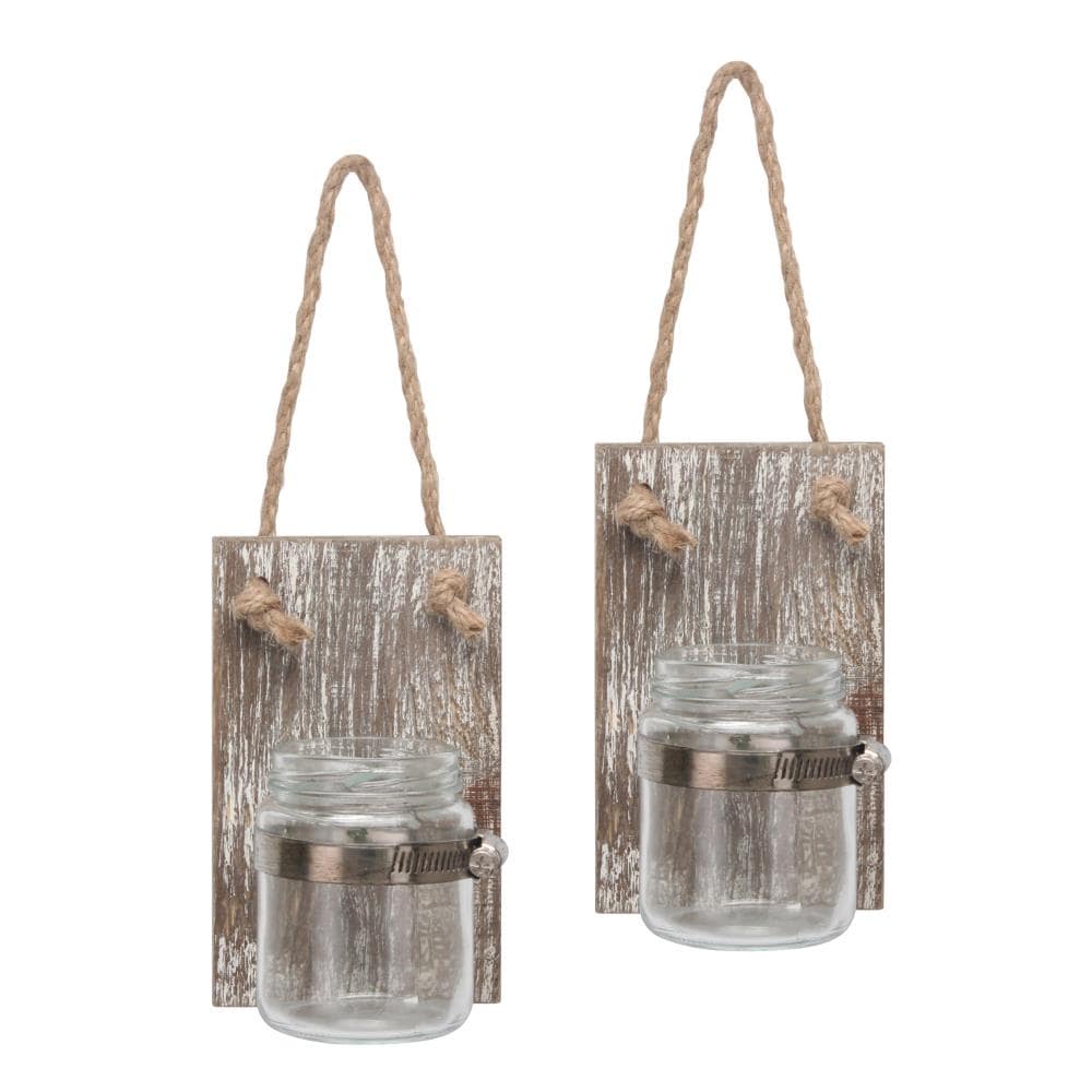 Vintiquewise Rustic Wooden Tree Stump Tea Light Candle Holder Set of 3,  Brown, Rustic Style, Indoor Use, Dimensions: Large- 3.75 In Dia x 5.25 In H  in the Candle Holders department at