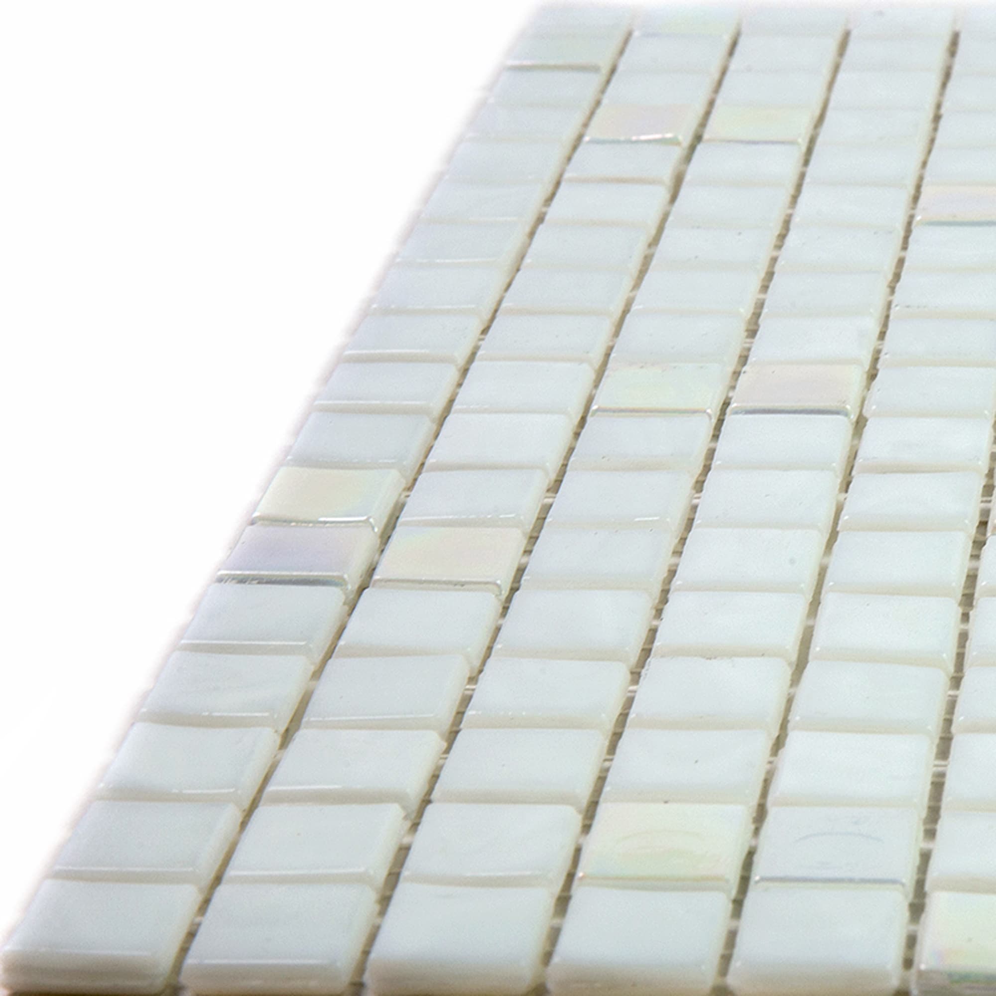 Pearl White Glossy Glass Mosaic Tile for Walls and Floors