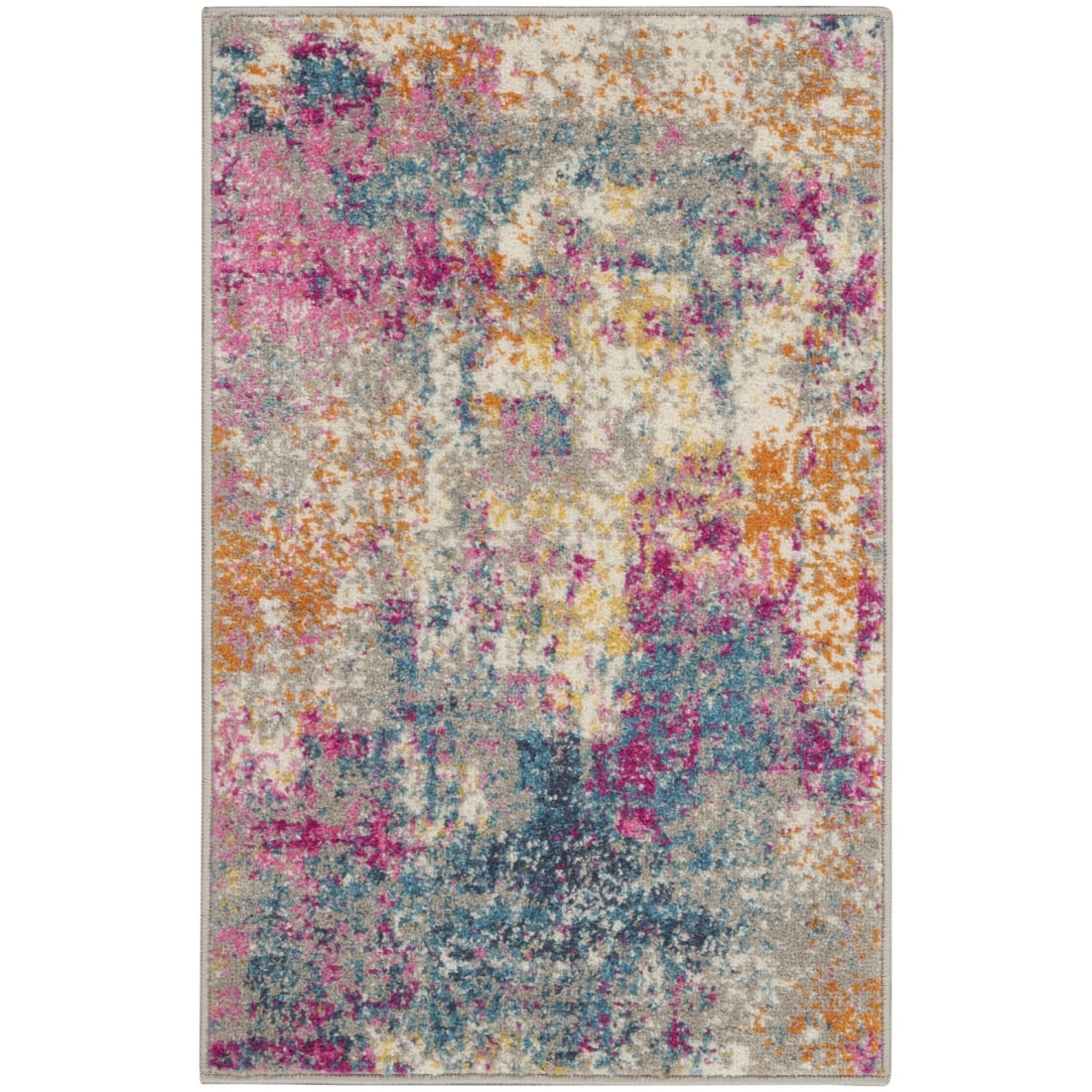 HomeRoots 4000385708 2 x 3 (ft) Polypropylene Ivory Multi Rectangular Indoor Abstract Area rug