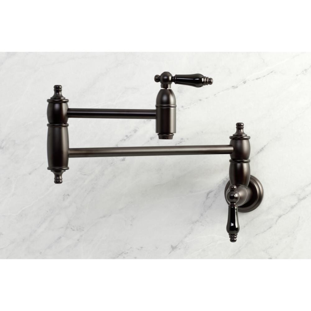 Duchess Oil-Rubbed Bronze Double Handle Wall-mount Pot Filler Kitchen Faucet with Sprayer | - Kingston Brass WLKS3105PKL