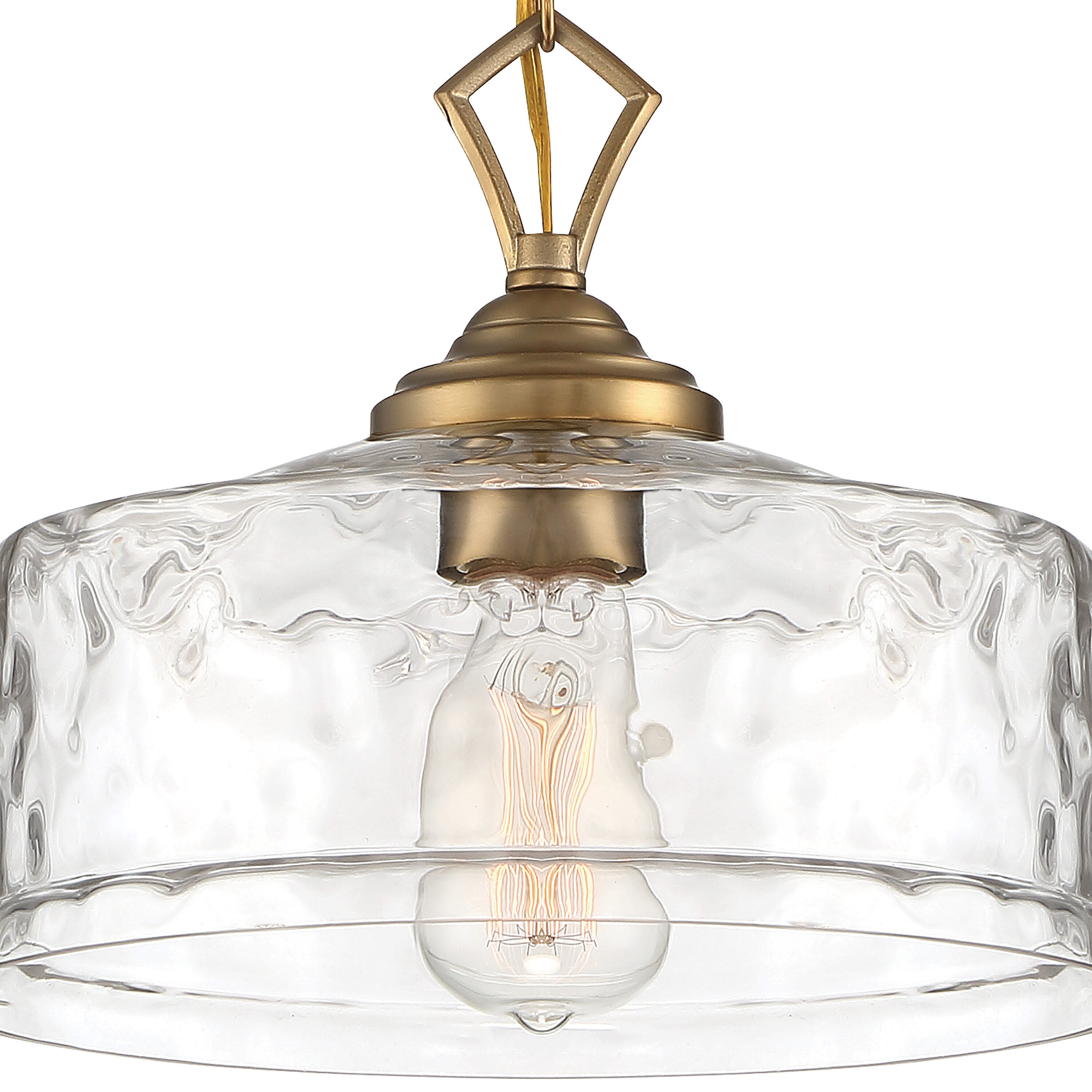 Drake 12" Brushed Gold Glass Drum Pendant Light