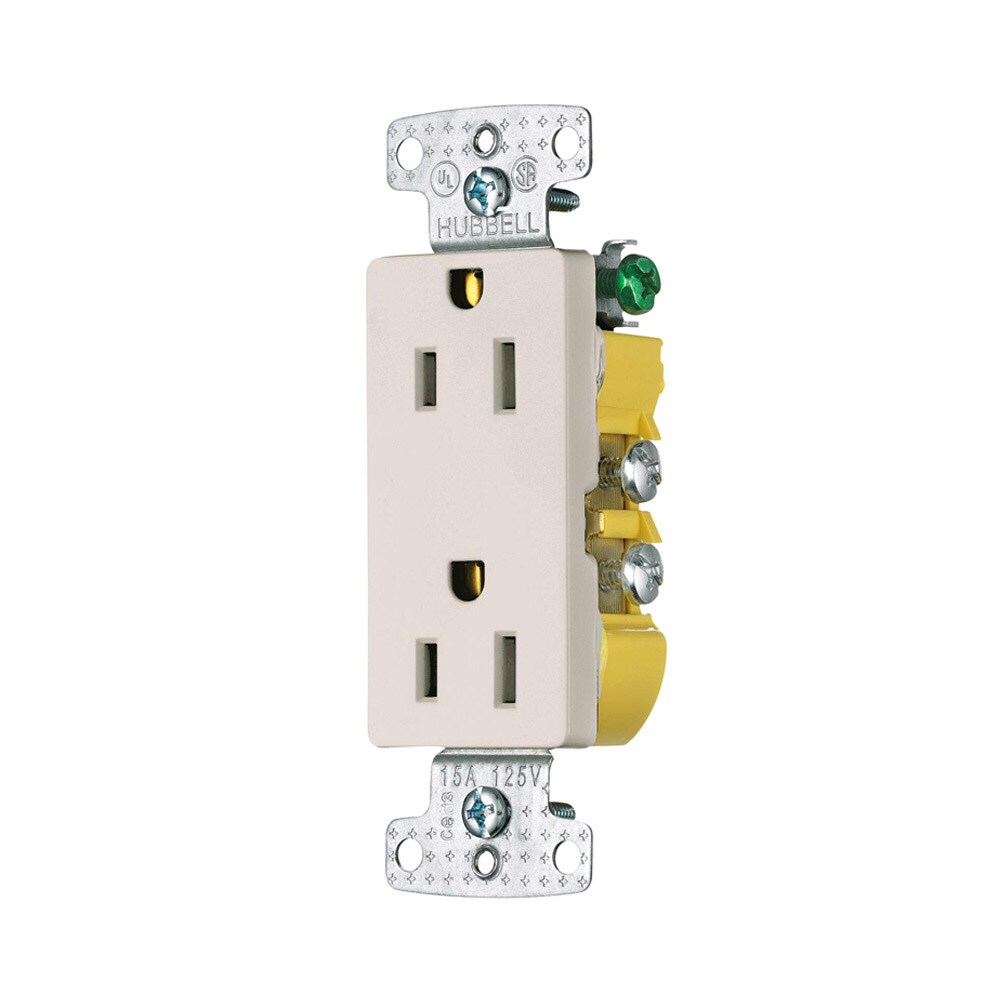 Hubbell RRD15LAZ 15 -Amp 125-volt Residential Decorator Outlet , Light almond