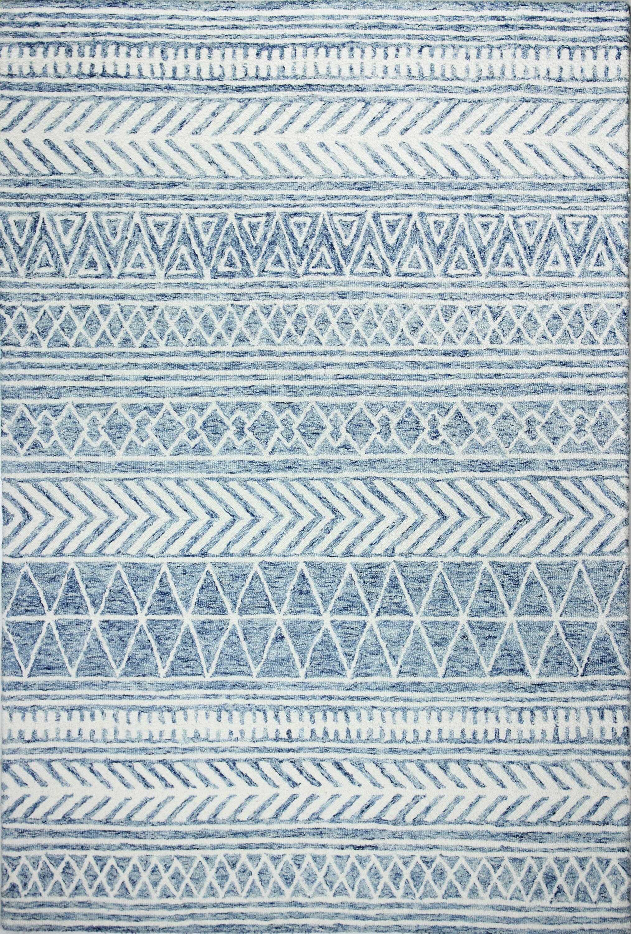 Bashian 649652285542 5 x 8 (ft) Tufted Wool Denim Rectangular Indoor Geometric Moroccan Area rug